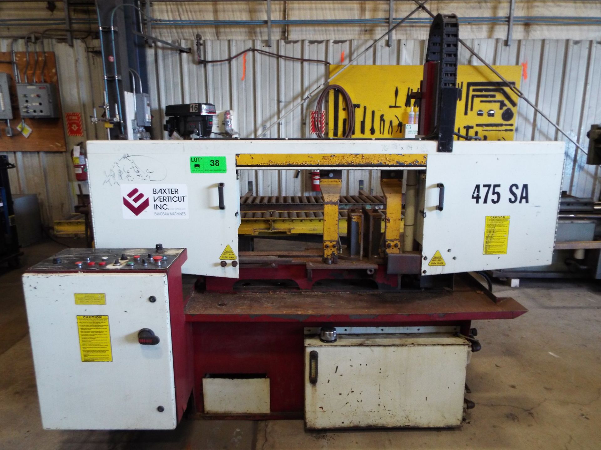 BAXTER VERTICUT 475SA SEMI-AUTOMATIC HORIZONTAL BAND SAW WITH 18"X25" CAPACITY, SPEEDS TO 400'/