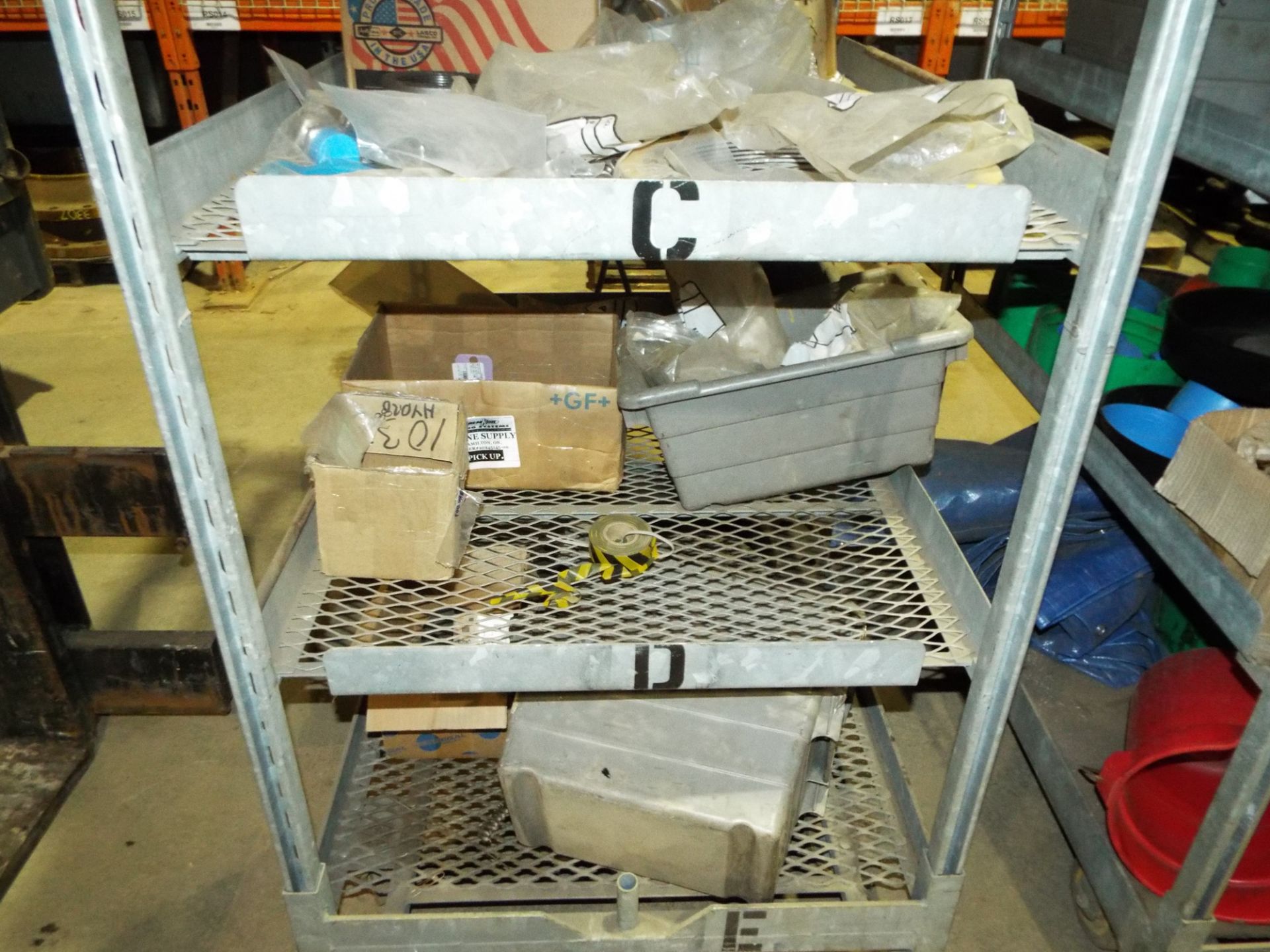 LOT/ ROLLING SHELF WITH CONTENTS - SPARE PARTS, HARDWARE AND SHOP SUPPLIES - Image 2 of 3