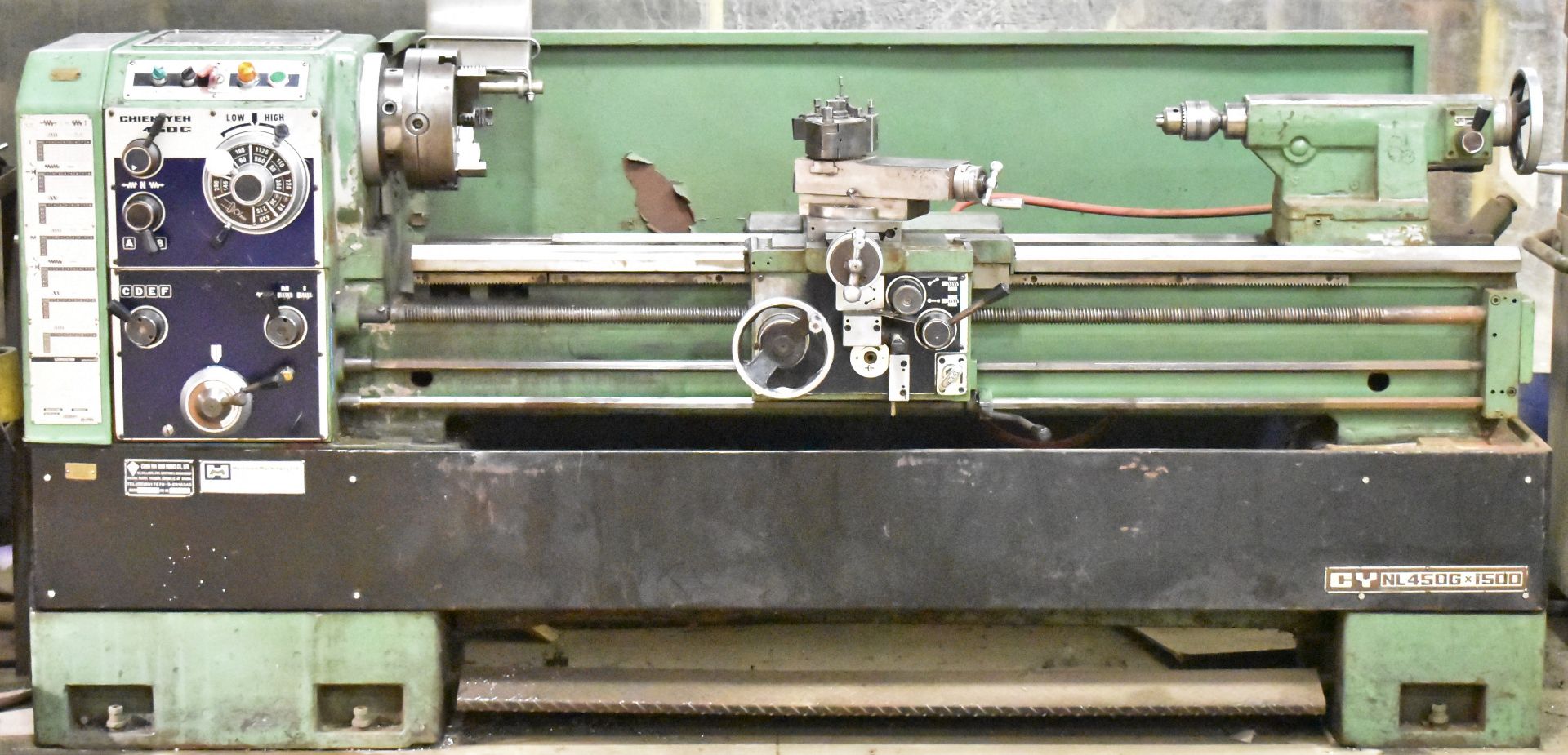 CHIEN YEH 450G GAP BED ENGINE LATHE WITH 18" SWING OVER BED, 58" BETWEEN CENTERS, SPEEDS TO 1800