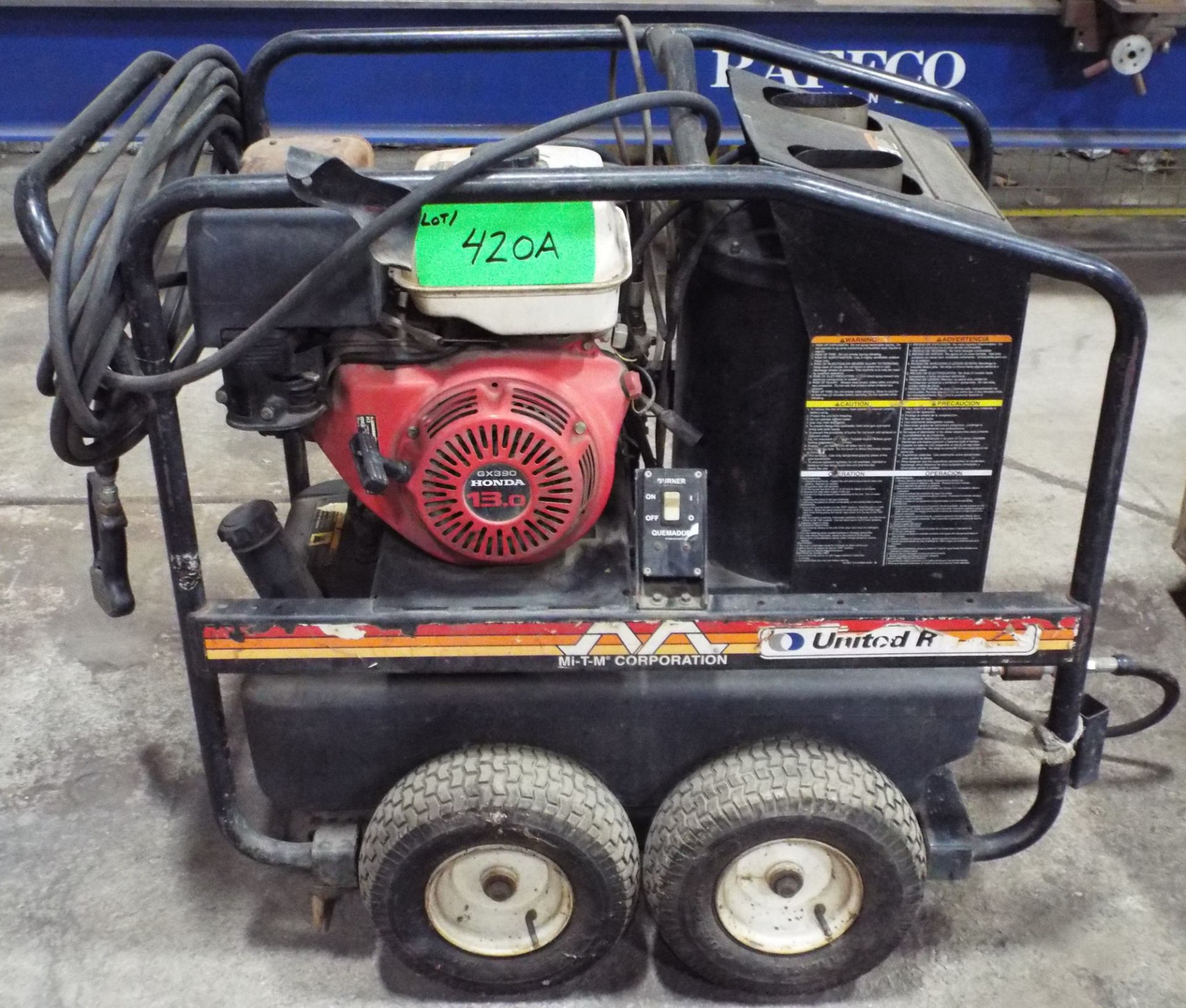 MI-T-M PORTABLE GAS ENGINE HOT WATER PRESSURE WASHER WITH 3500 PSI, S/N: N/A