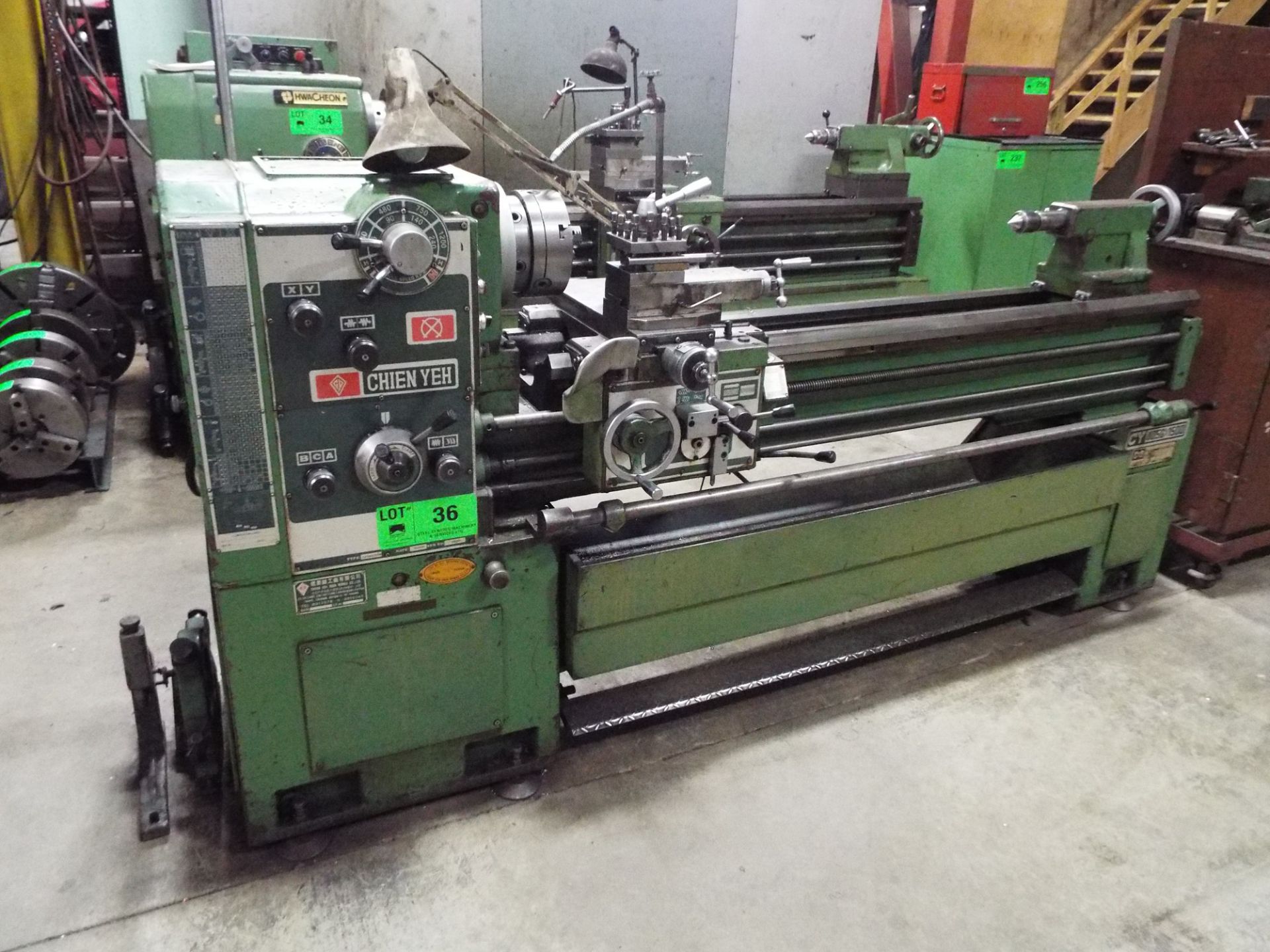 CHIEN YEH CY405GX1500 GAP BED ENGINE LATHE WITH 18" SWING OVER BED, 26" SWING IN THE GAP, 59"