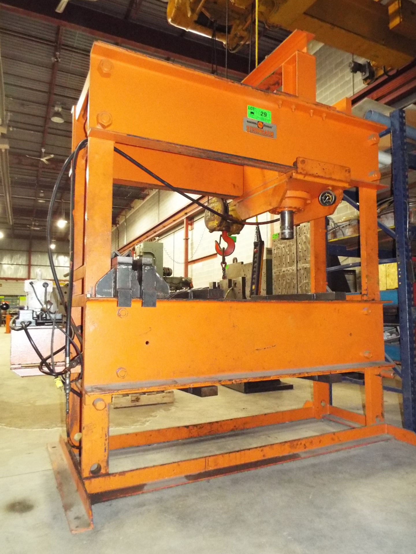 ARMSTRONG BEVERLEY STRONGARM 200TON MAX. CAPACITY ELECTRO-HYDRAULIC H-FRAME HEAVY-DUTY SHOP PRESS,