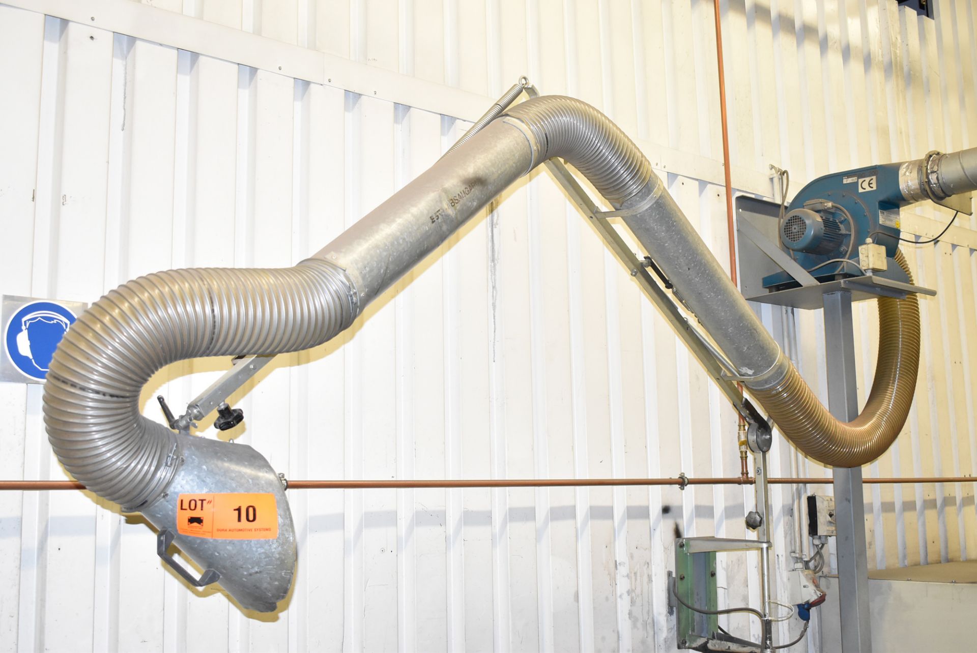 ESTA WELDING FUME EXTRACTION SYSTEM WITH (3) ESTA FLEX ARM WELDING FUME EXTRACTORS, (3) 1.1 KW