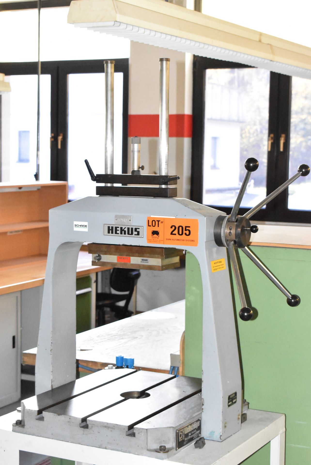 HEKUS 11/1S BENCH TYPE PRESS WITH 600 MM X 550 MM TABLE, S/N 5380 (BAU 13) [Removal Fee = € 27.