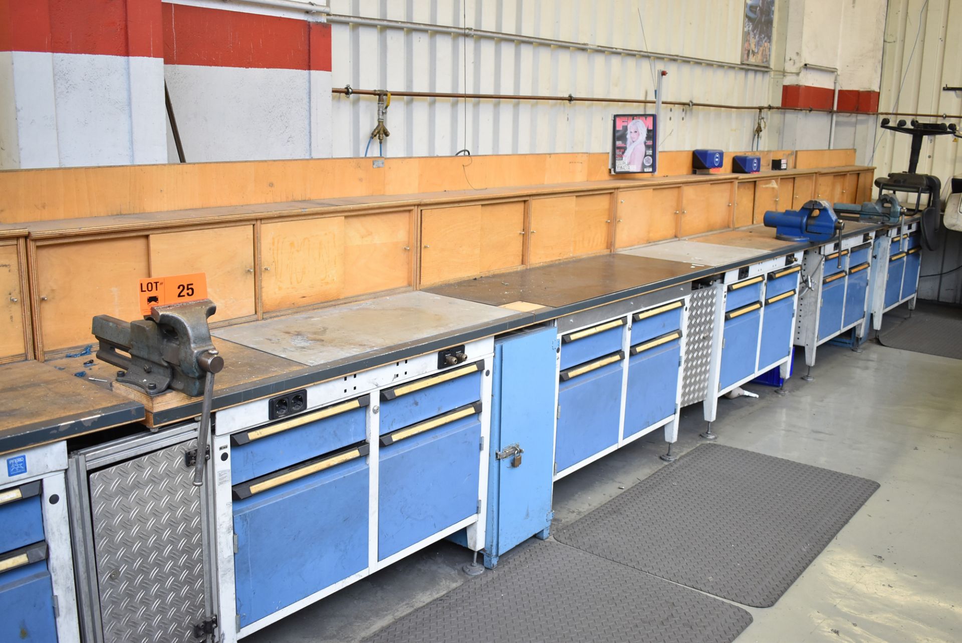 LOT/ (8) KIND WOOD TOP WORK BENCHES WITH (3) 140MM VISES, POWER AND AIR OUTLETS (BAU 9) [Removal Fee - Image 2 of 2