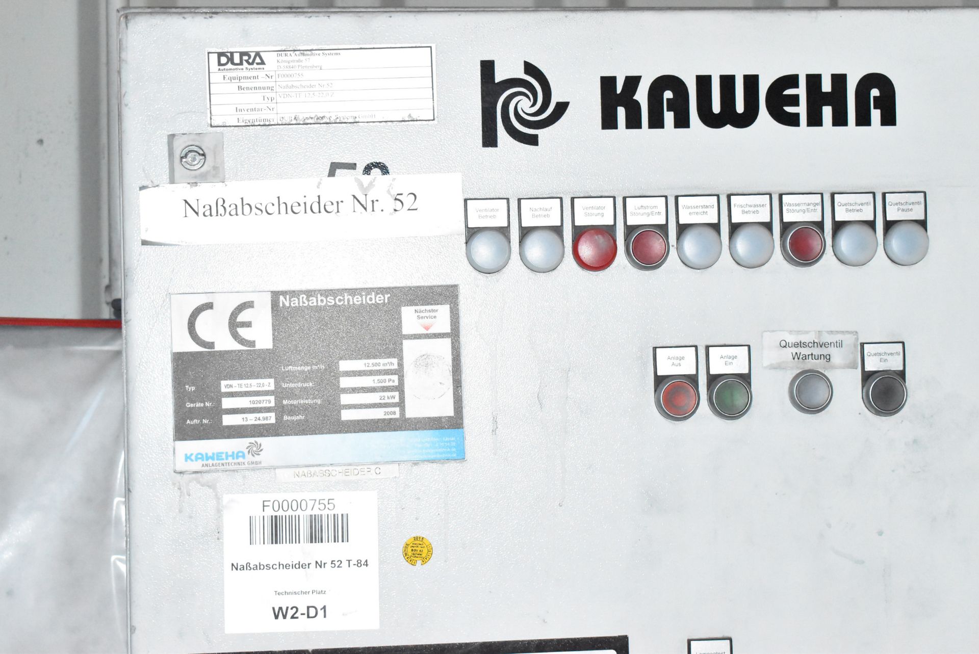 KAWEHA (2008) VDN TE12.5-22-Z CYCLONIC TYPE DUS COLLECTOR WITH 22KW BLOWER, 12500 M3/HR CAPACITY S/N - Bild 2 aus 3