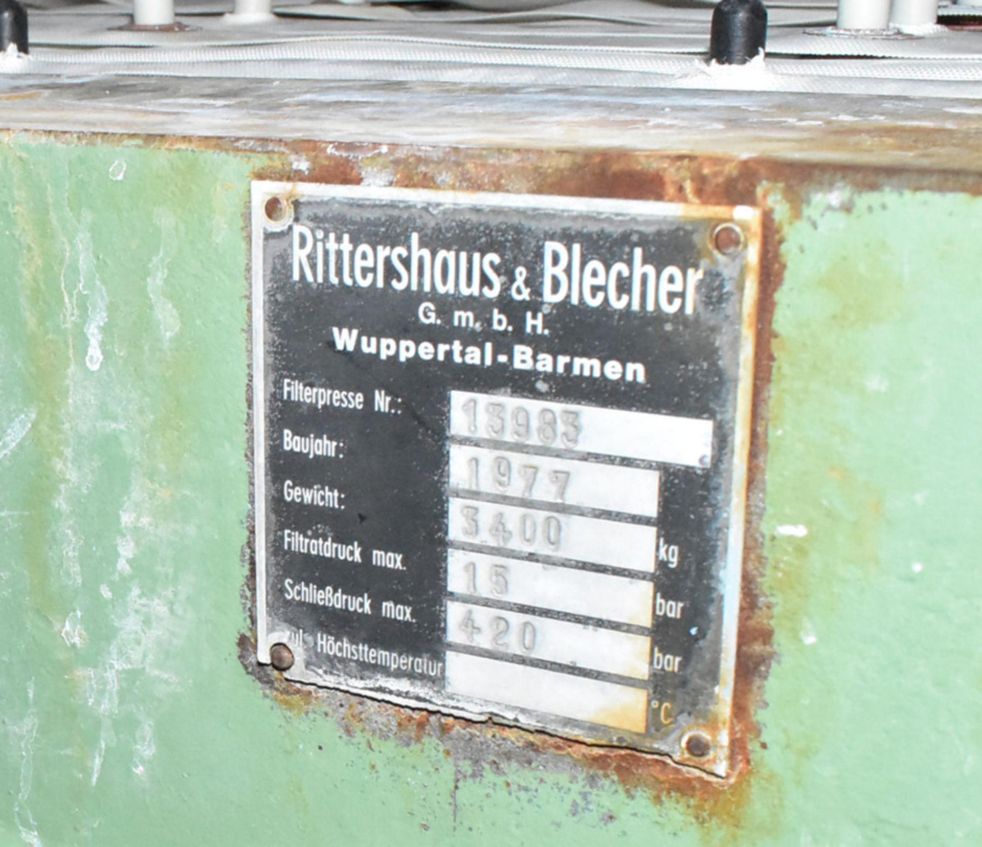 LOT/ WASTEWATER TREATMENT PLANT CONSISTING OF (2) RITTERHAUS & BLECHER HYDRAULIC FILTER PRESSES WITH - Bild 4 aus 6