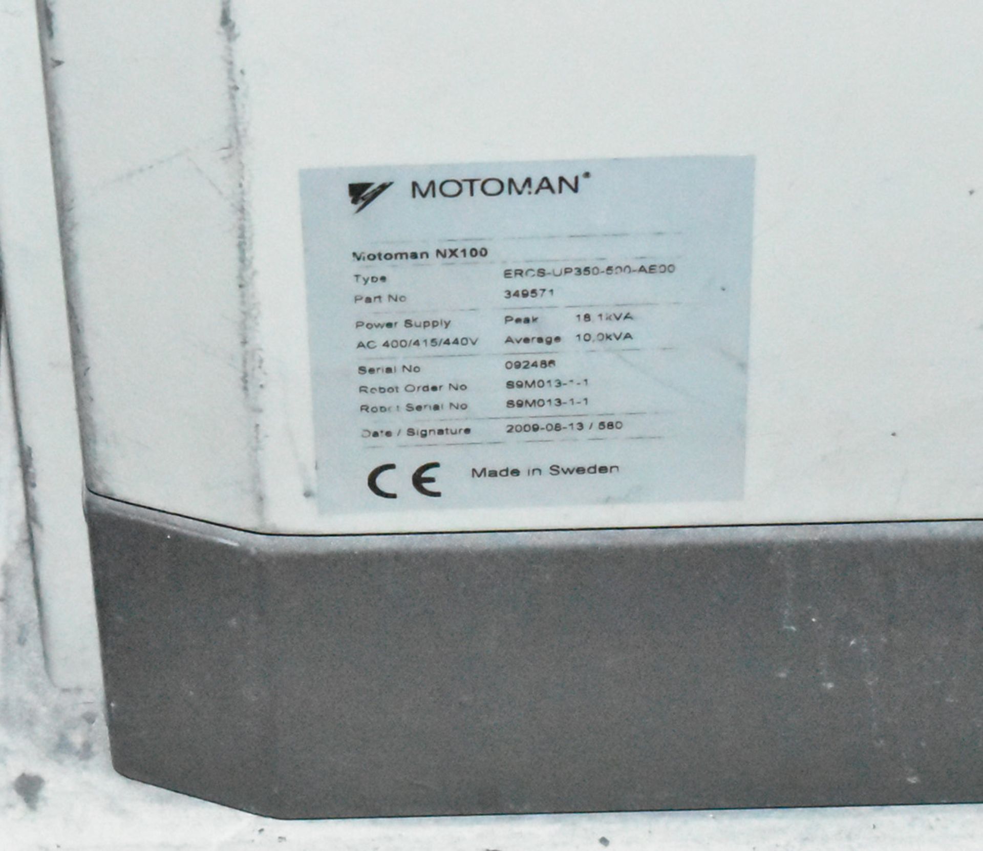 MOTOMAN (2009) NX100 6 AXIS ROBOT WITH TEACH PENDANT & CONTROL, S/N 092486 (BAU 27) [Removal Fee = € - Image 3 of 4