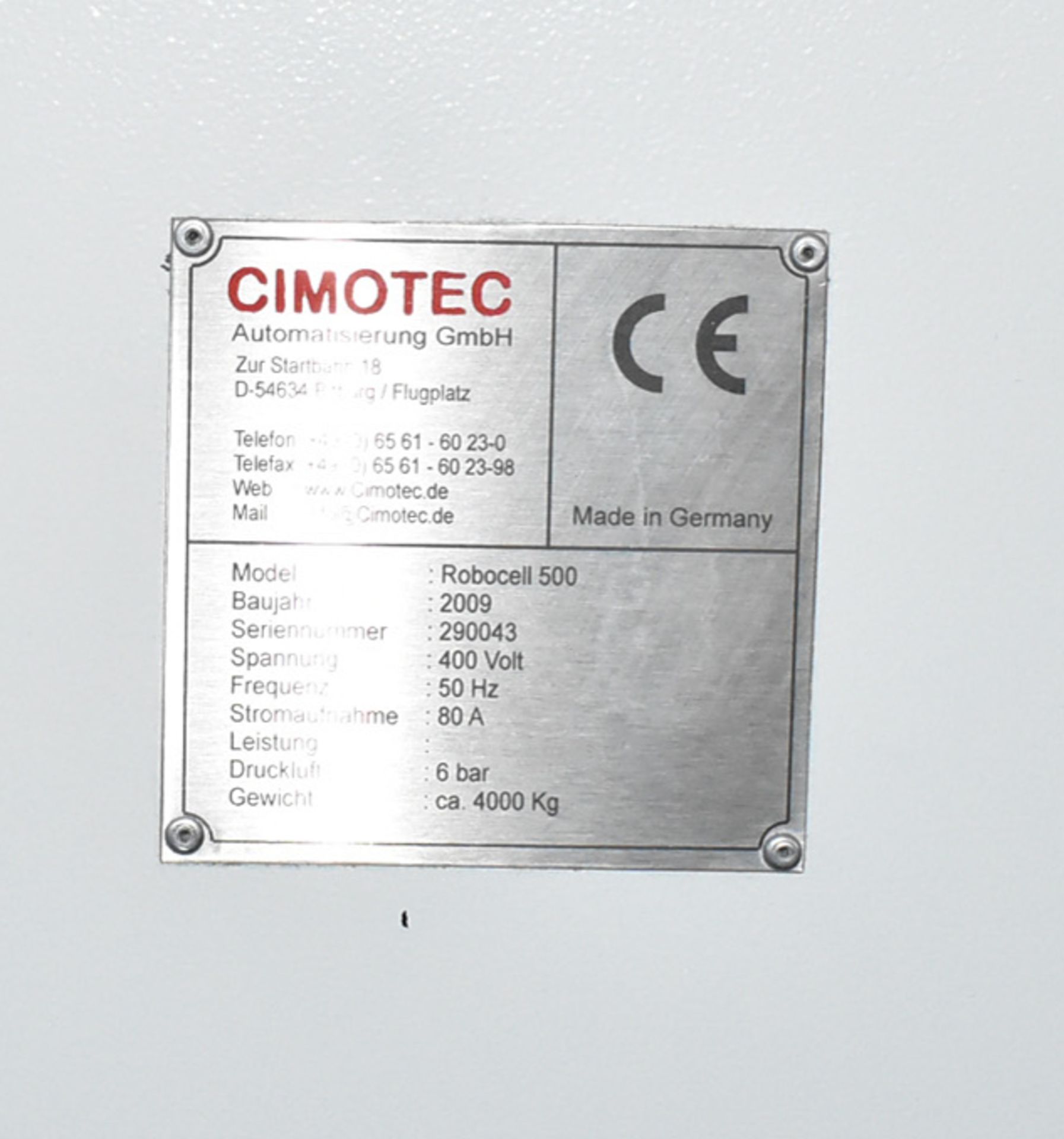 CIMOTEC (2009) ROBOCELL 500 SOUNDPROOF ENCLOSURE WITH SIEMENS SIMATIC MOBILE PANEL CONROL, - Image 8 of 8