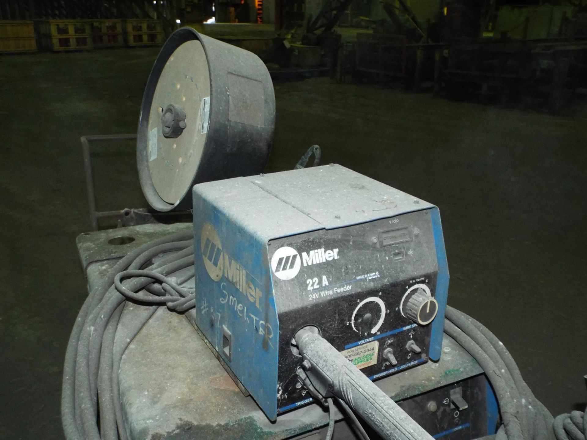 MILLER CP-302 MIG WELDER WITH MILLER 22A WIRE FEEDER, CABLES & GUN, S/N: LH290100C - Image 3 of 6