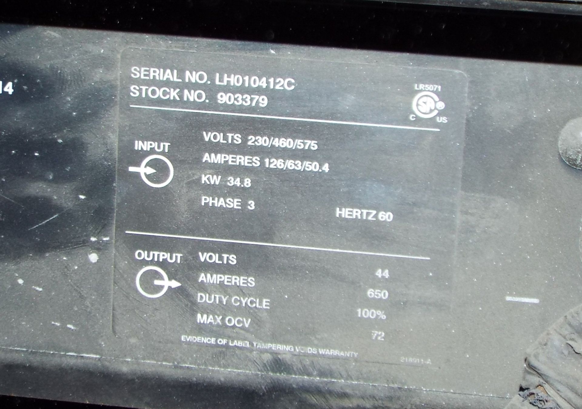 MILLER DIMENSION 652 DIGITAL WELDING POWER SOURCE WITH CABLES, S/N: LH010412C - Image 5 of 5