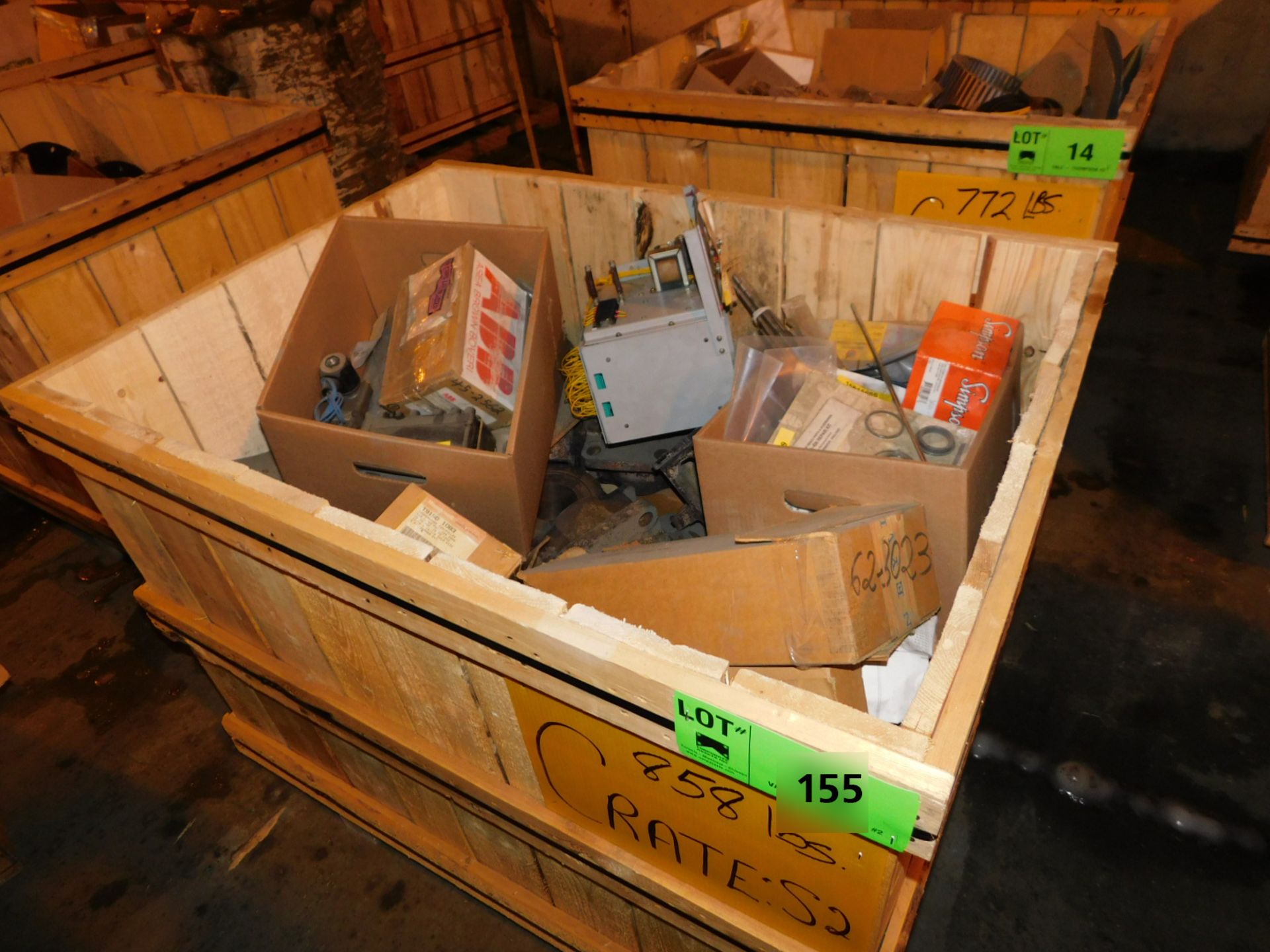 LOT/ CONTENTS OF CRATE INCLUDING BUT NOT LIMITED TO ROLLER & CONE BEARINGS, CONTROL RELAYS,