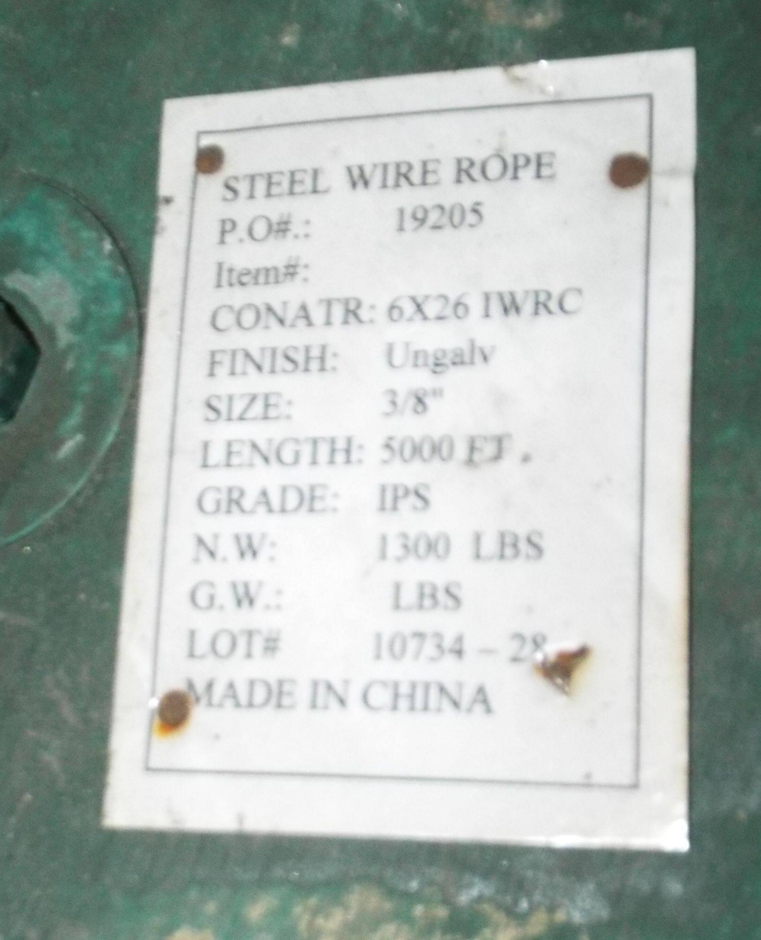 SPOOL OF STEEL WIRE ROPE 3/8" DIA., APPROX. 500' (PLT NS-3JJ) - Image 2 of 2