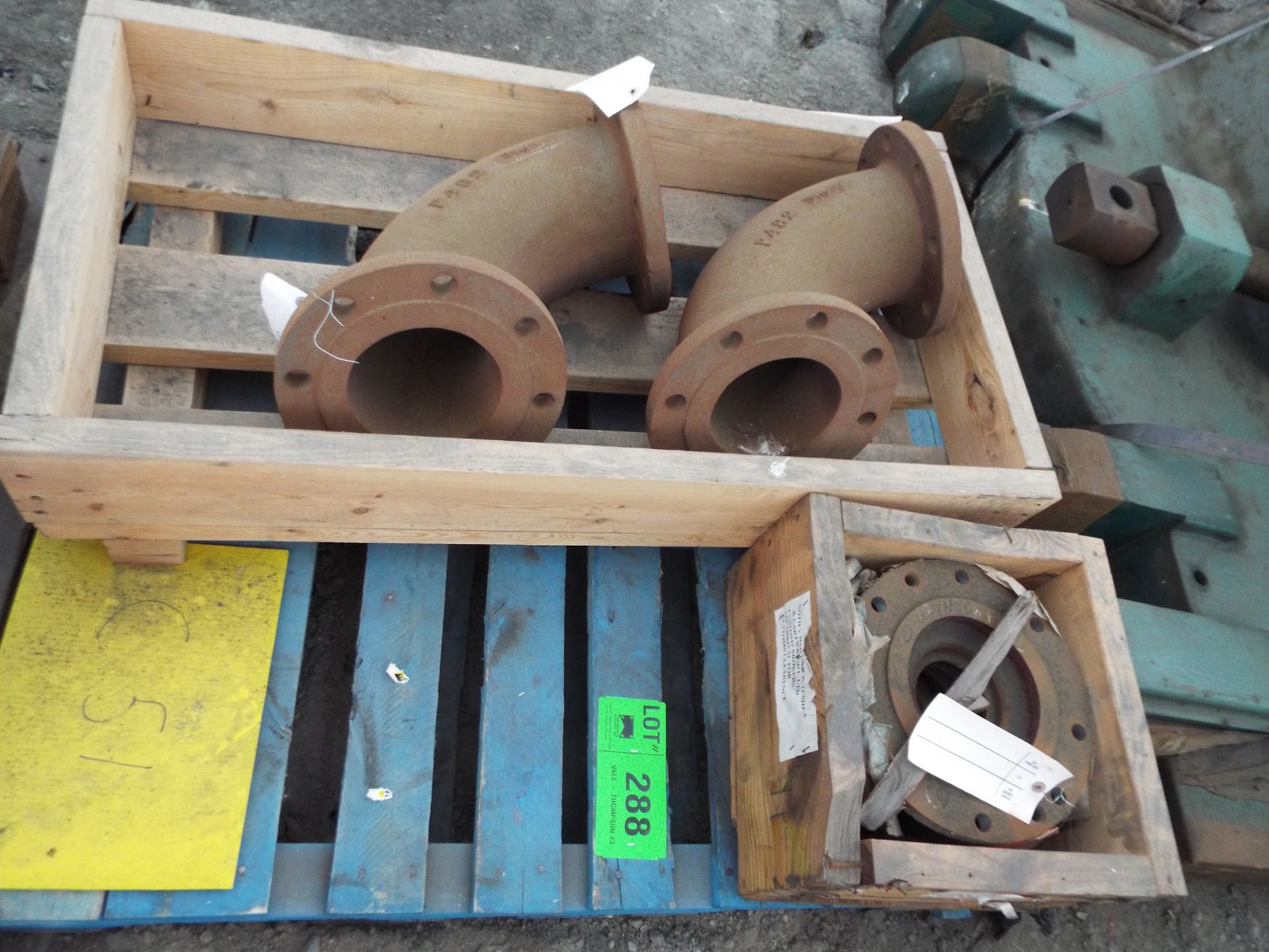 LOT/ CONTENTS OF SKID - (1) 150MM HSG DRIVE END SUPPORT; (2) 6" 90 DEG. PIPE ELBOWS (C-51)