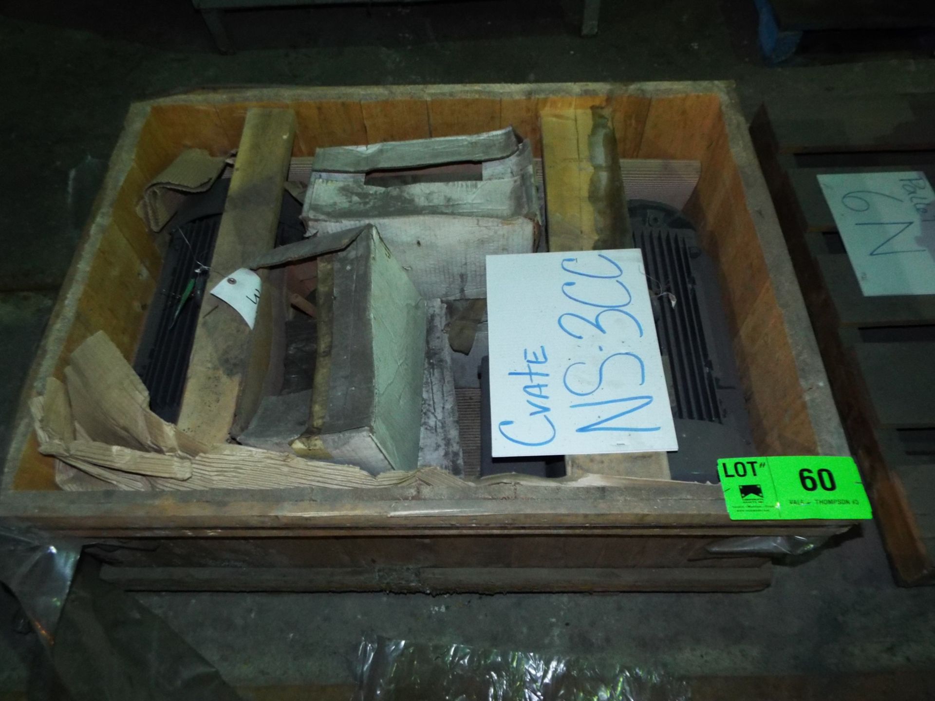 LOT/ CONTENTS OF CRATE - PROVINCIAL CRANE HOIST MOTOR 5.5 HP ,575V, 870/3550 RPM, 3 PH, 60 HZ, 9.4/