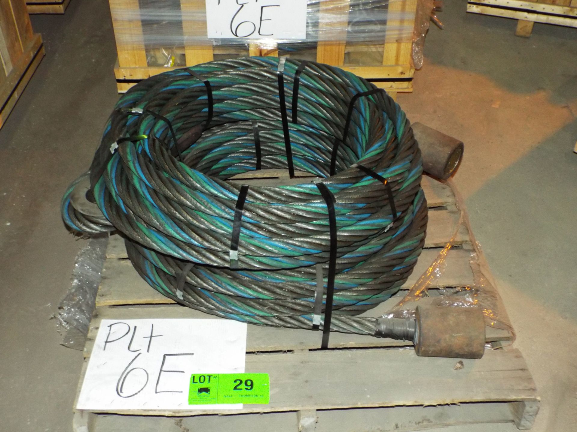 LOT/ CONTENTS OF CRATE - (2) BRIDGE SET HOISTING WIRE ROPE 1"-1/2" DIA. (CRATE 6E)