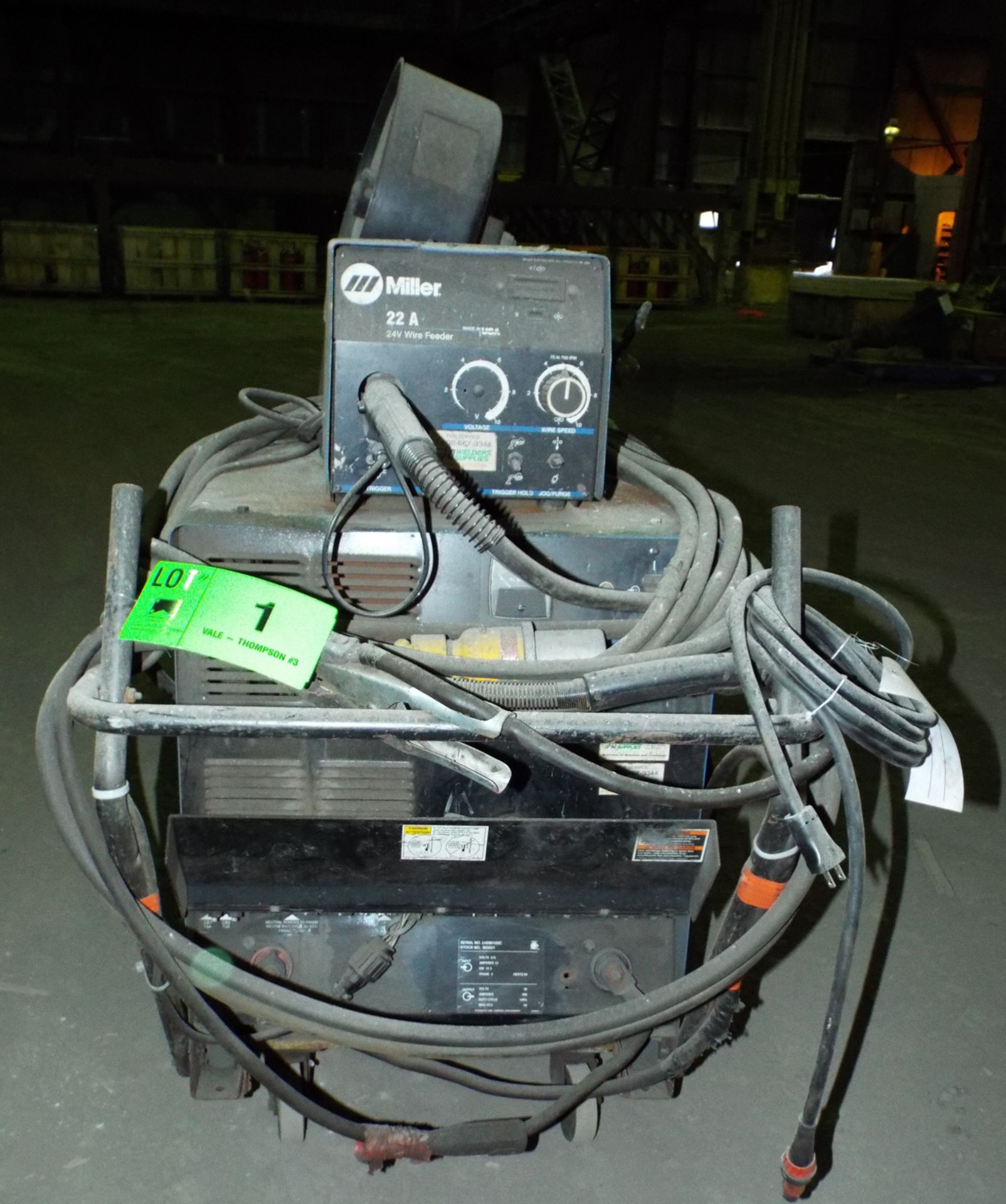 MILLER CP-302 MIG WELDER WITH MILLER 22A WIRE FEEDER, CABLES & GUN, S/N: LH290100C - Image 2 of 6