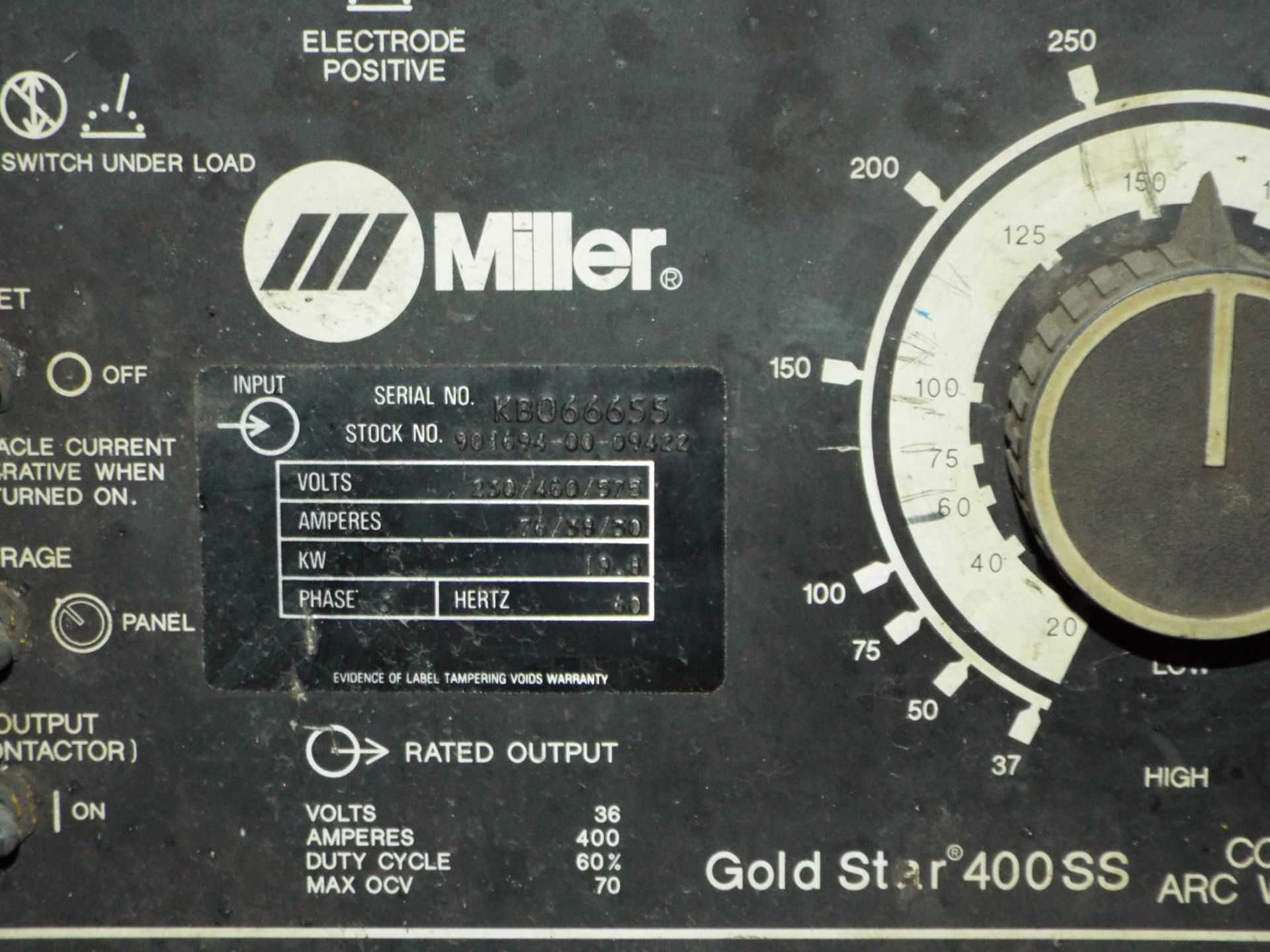 MILLER GOLD STAR 400SS WELDING POWER SOURCE WITH CABLES, S/N: KB066655 - Image 3 of 3