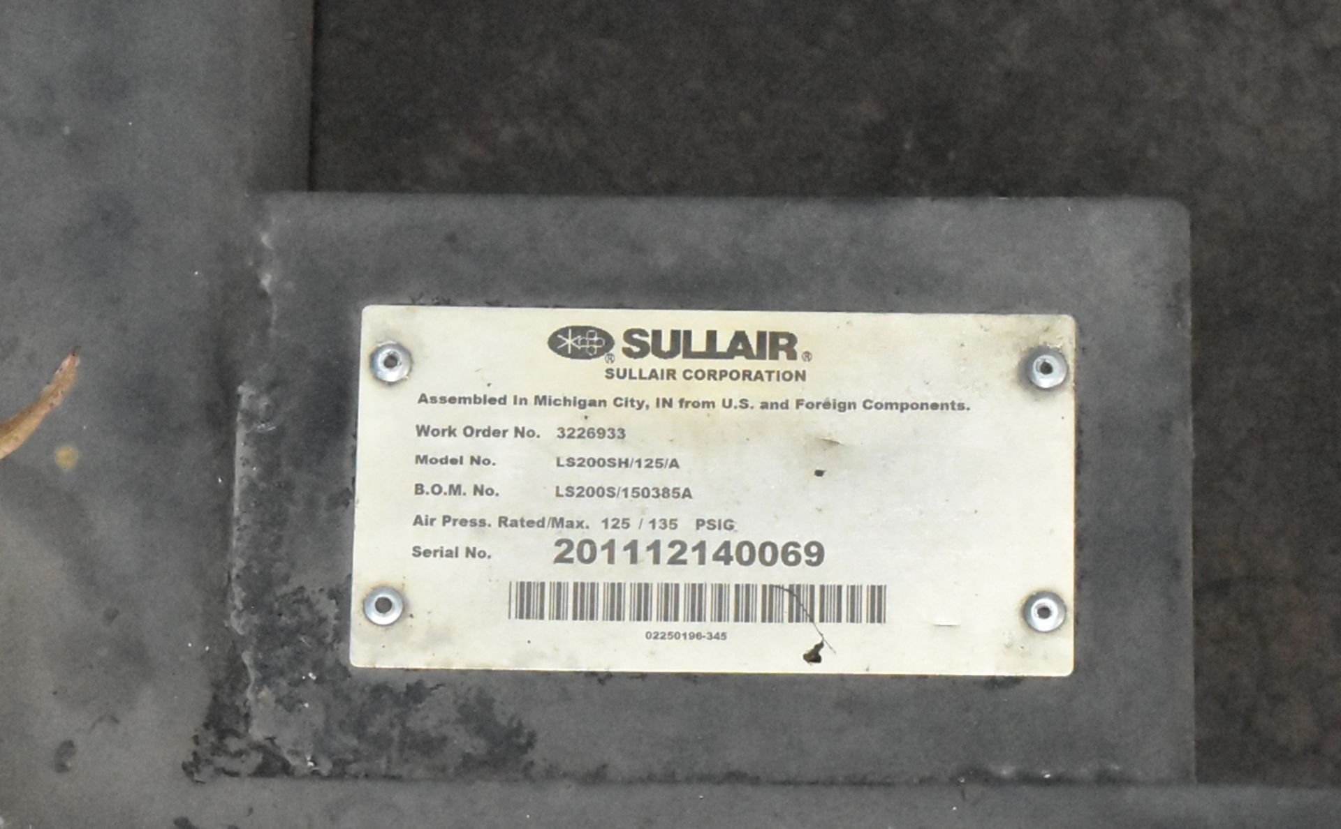 SULLAIR LS200SH/125/A ROTARY SCREW TYPE AIR COMPRESSOR WITH 200 HP, DIGITAL MICROPROCESSOR - Bild 7 aus 7