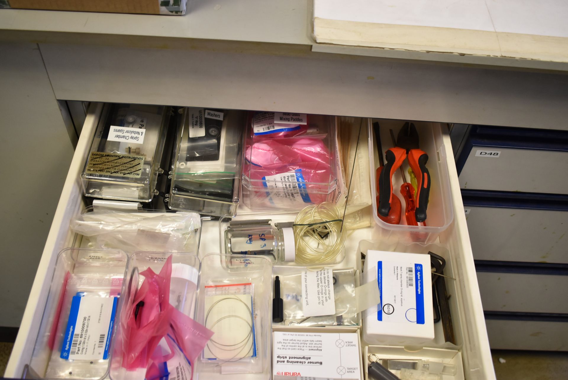 LOT/ 2 SECTION LAB STORAGE CABINET WITH CONTENTS - AA ACCESSORIES & SUPPLIES (ROOM 264) [RIGGING - Image 2 of 5