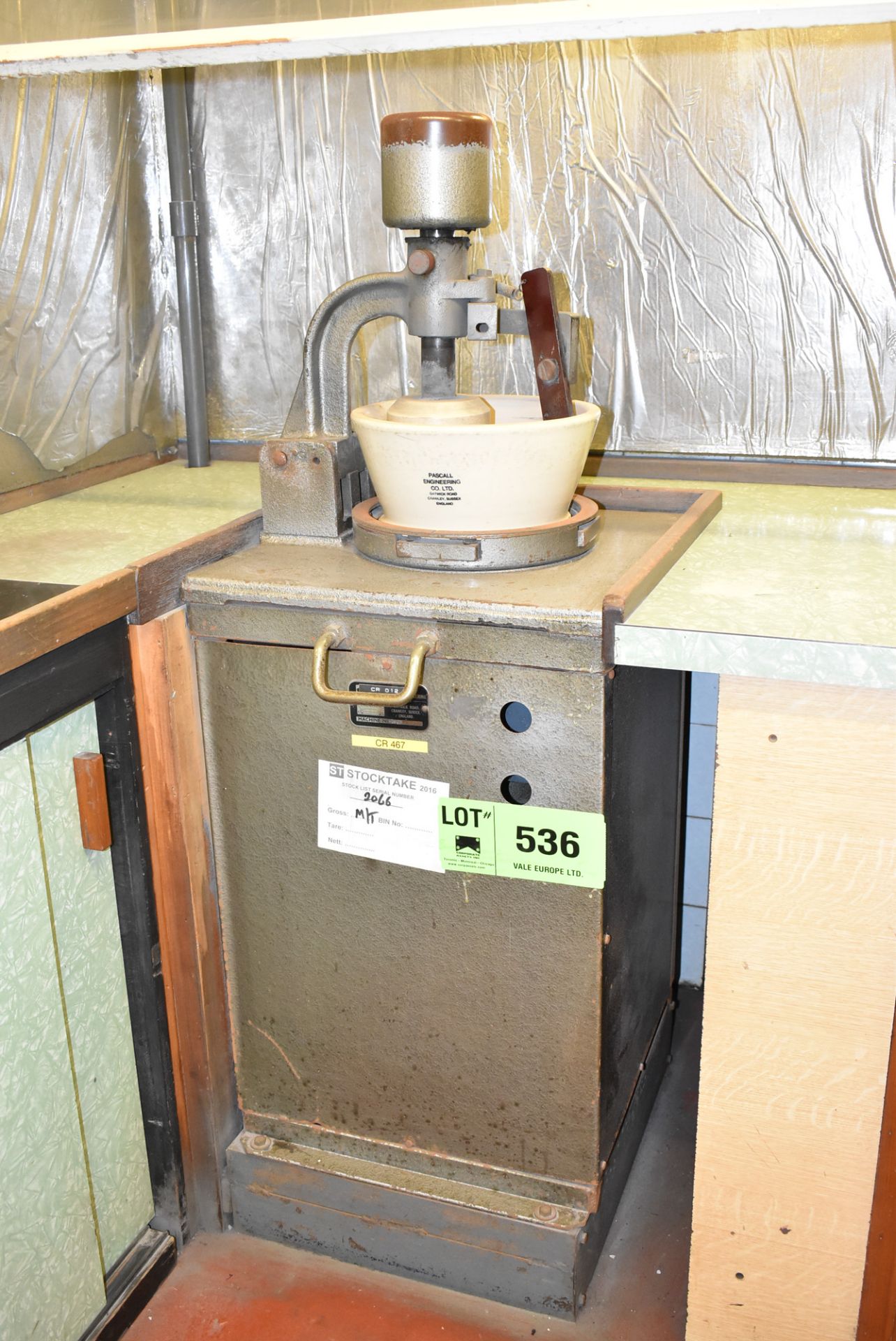 PASCALL ENGINEERING ROTARY MORTAR & PESTLE S/N: 11803 (CI) (ROOM 254) [RIGGING FEES FOR LOT #