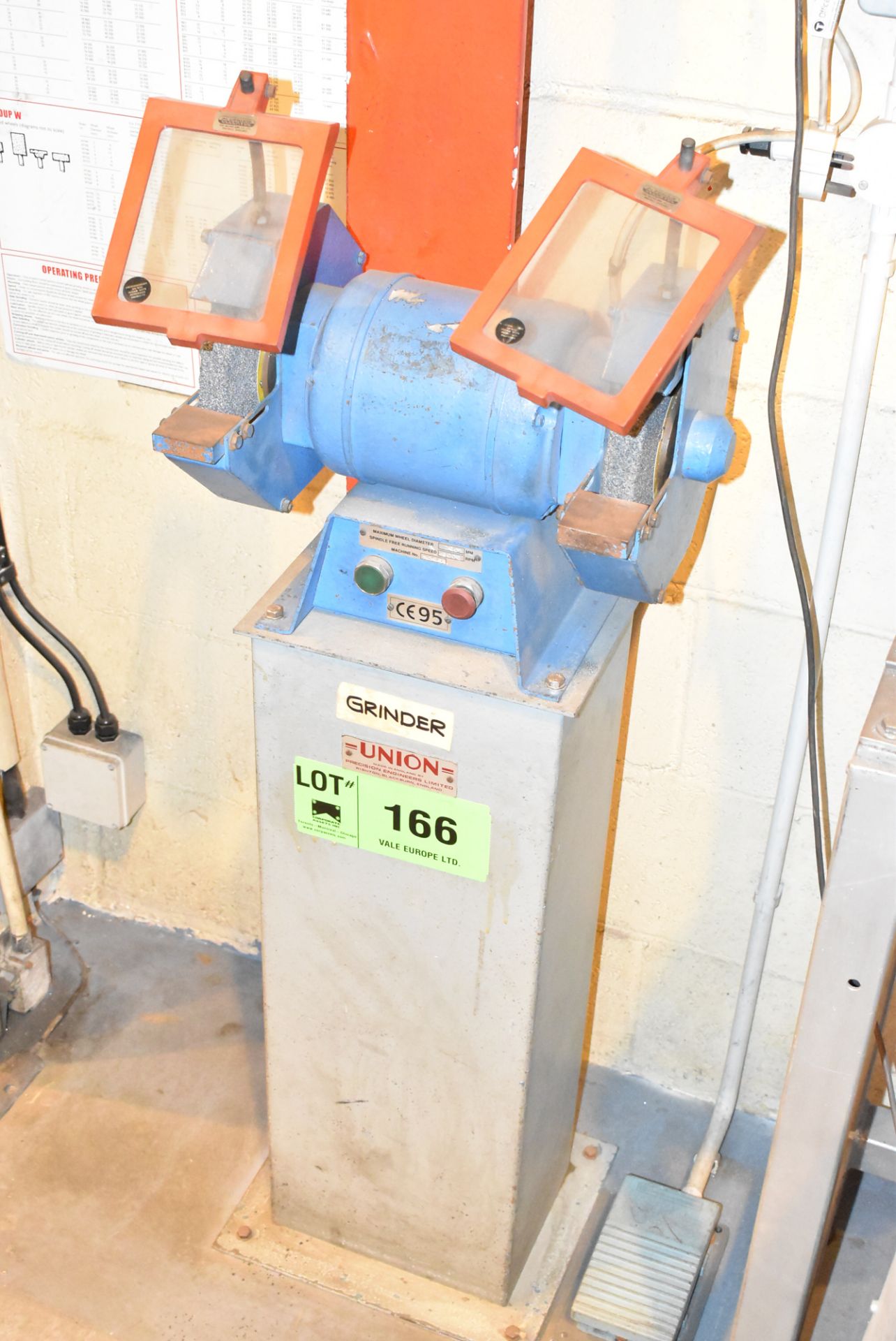 UNION G8 200MM DOUBLE END PEDESTAL GRINDER WITH STAND, S/N: R2969 (CI) (ROOM 80C) [RIGGING FEES