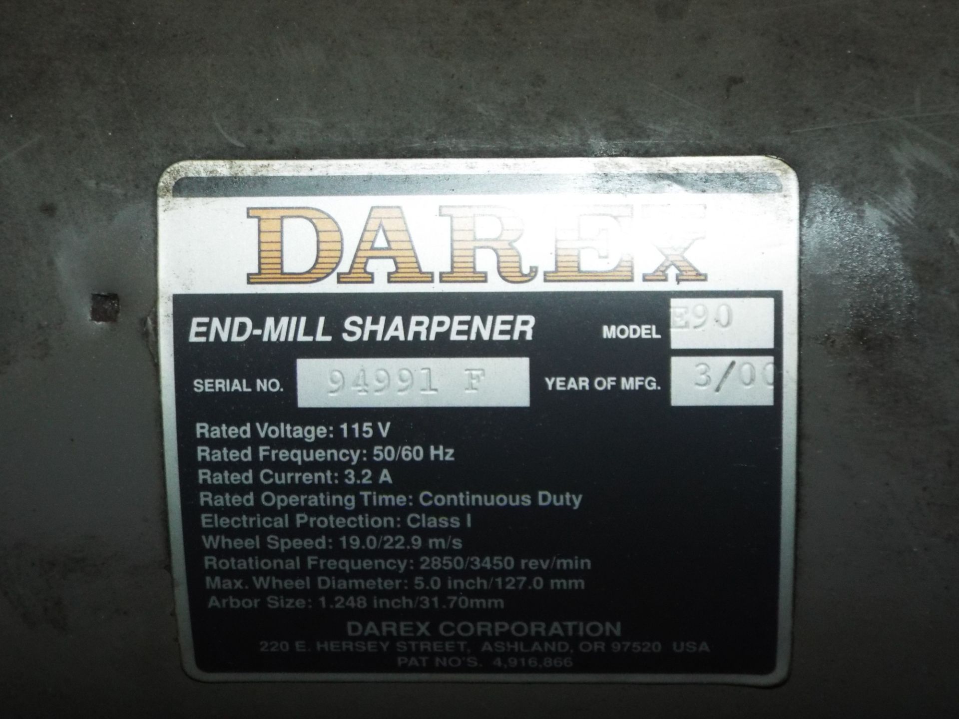 DAREX 90 TOOL CUTTER/GRINDER, S/N: 94991F - Image 4 of 4