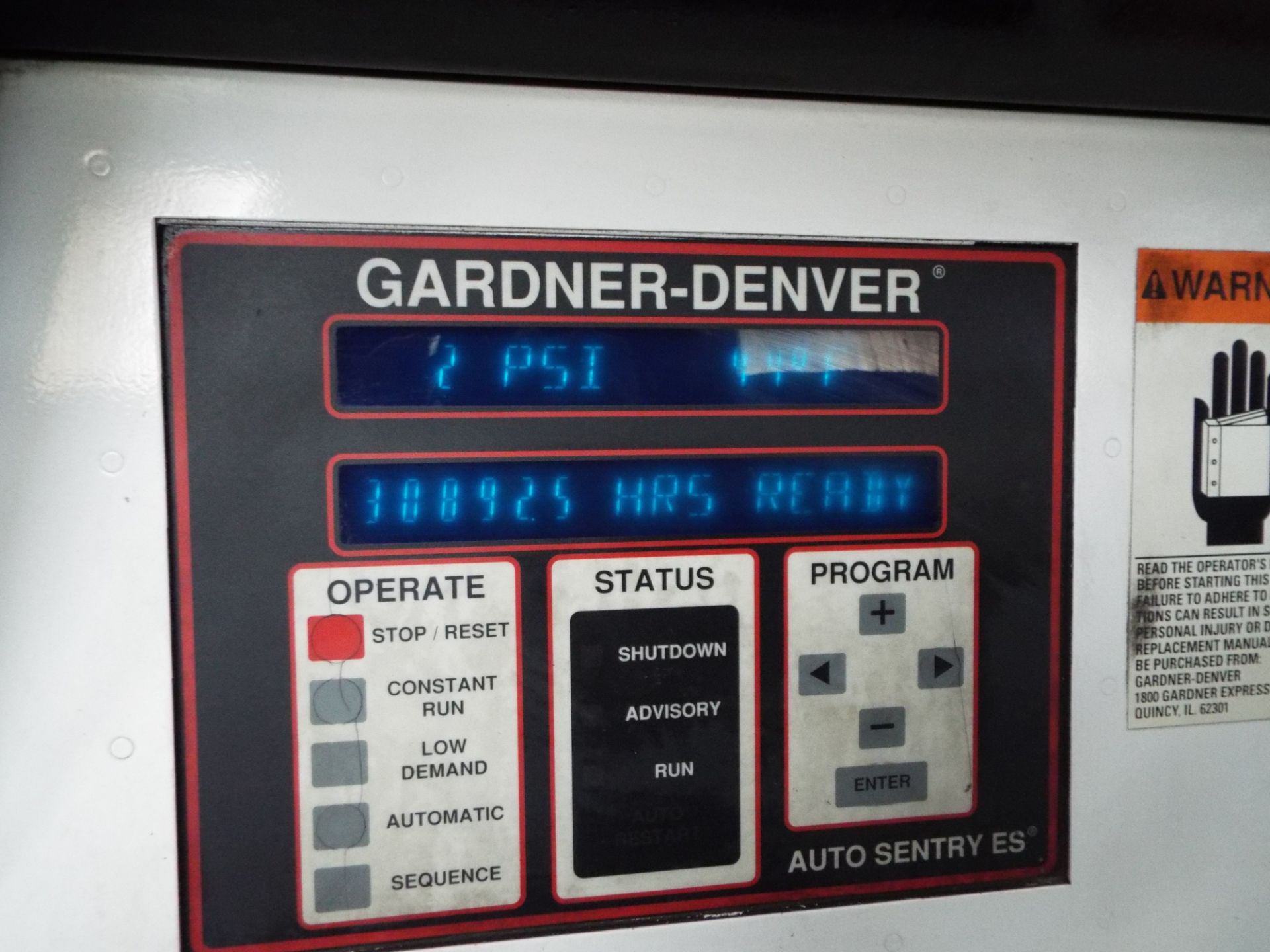 GARDNER-DENVER ELECTRA-SAVER II 100 HP ROTARY SCREW AIR COMPRESSOR WITH 30,892 HRS (RECORDED AT TIME - Image 5 of 8