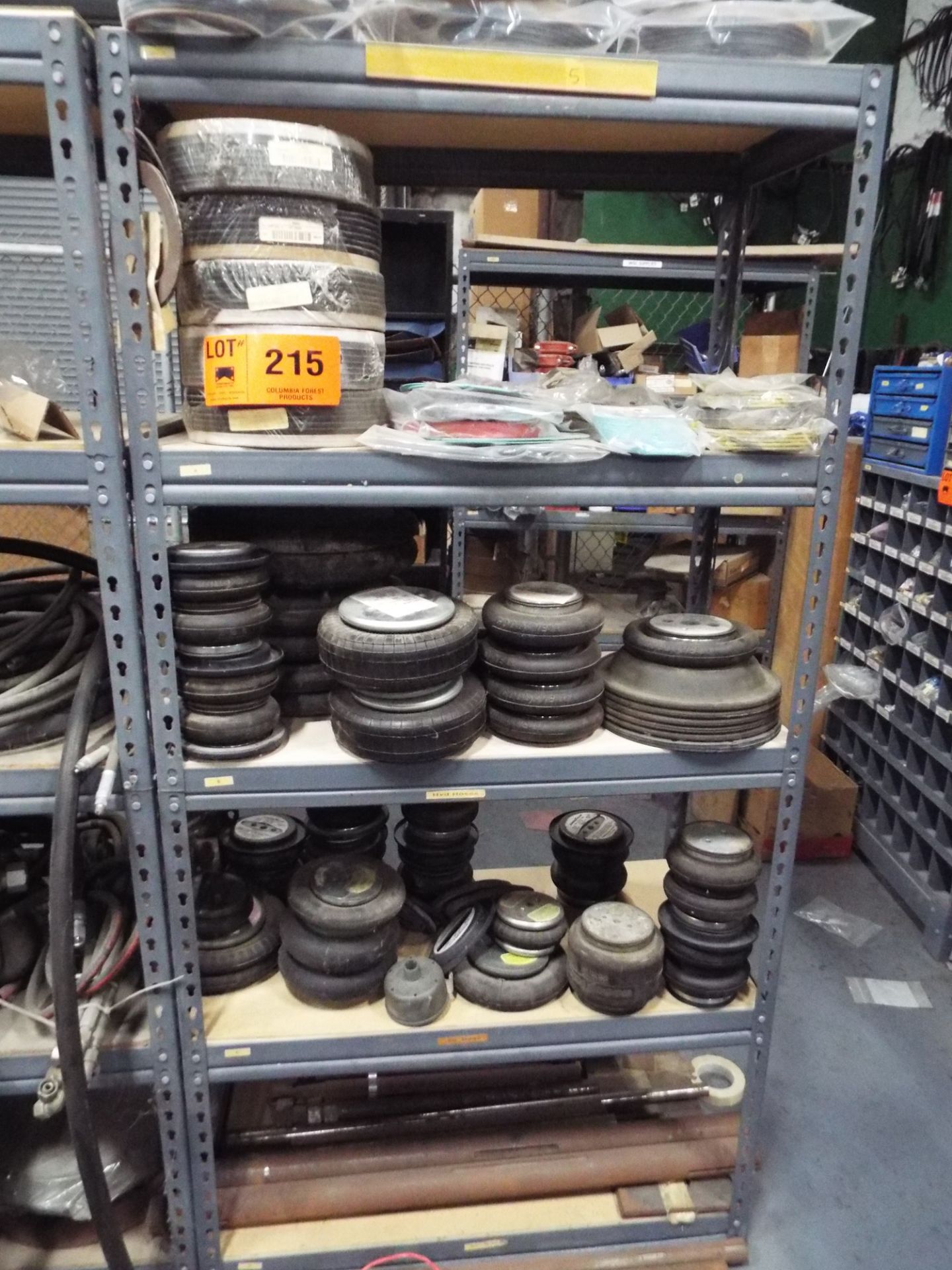 LOT/ CONTENTS OF SHELF - INCLUDING BUT NOT LIMITED TO PNEUMATIC PRESS BLADDERS, CYLINDER WHEELS