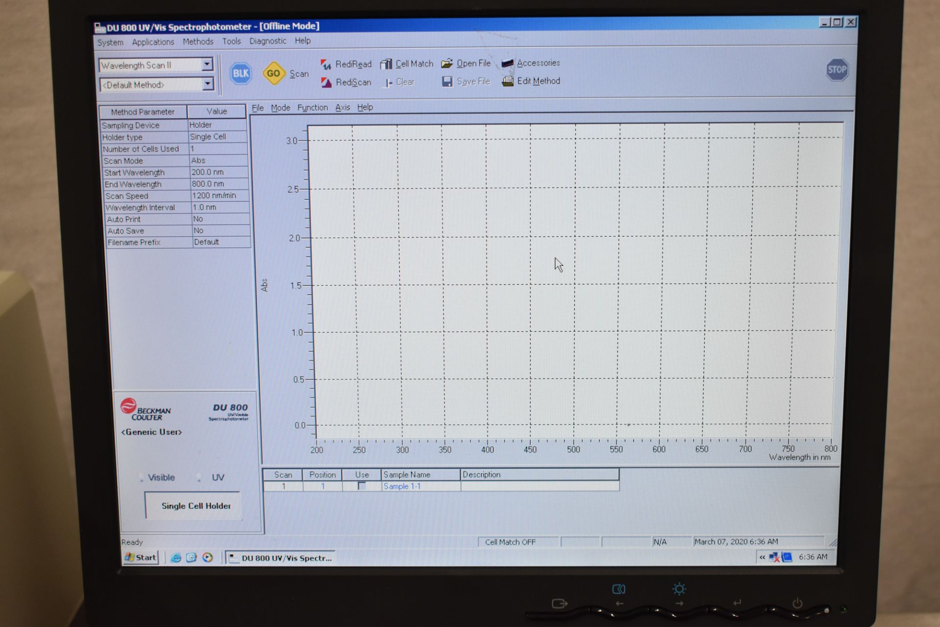 BECKMAN COULTER DU 800 SPECTROPHOTOMETER WITH DU800 UV/VIS VER 3.0 SYSTEM & APPLICATIONS SOFTWARE, - Image 3 of 13