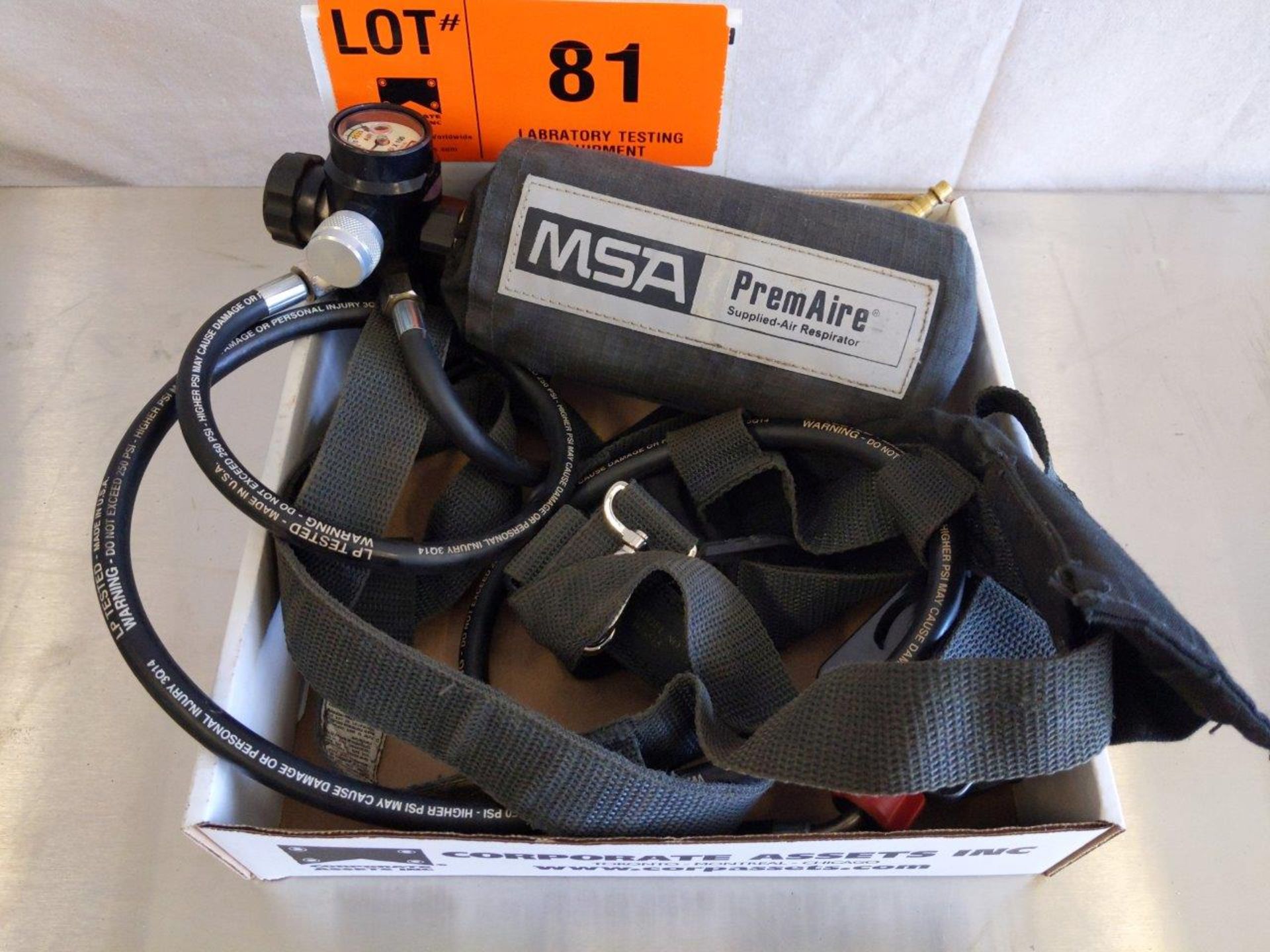 MSA PERSONAL SUPPLIED BREATHING AIR RESPIRATOR BOTTLE WITH HARNESS AND REGULATOR, S/N N/A - Image 2 of 2