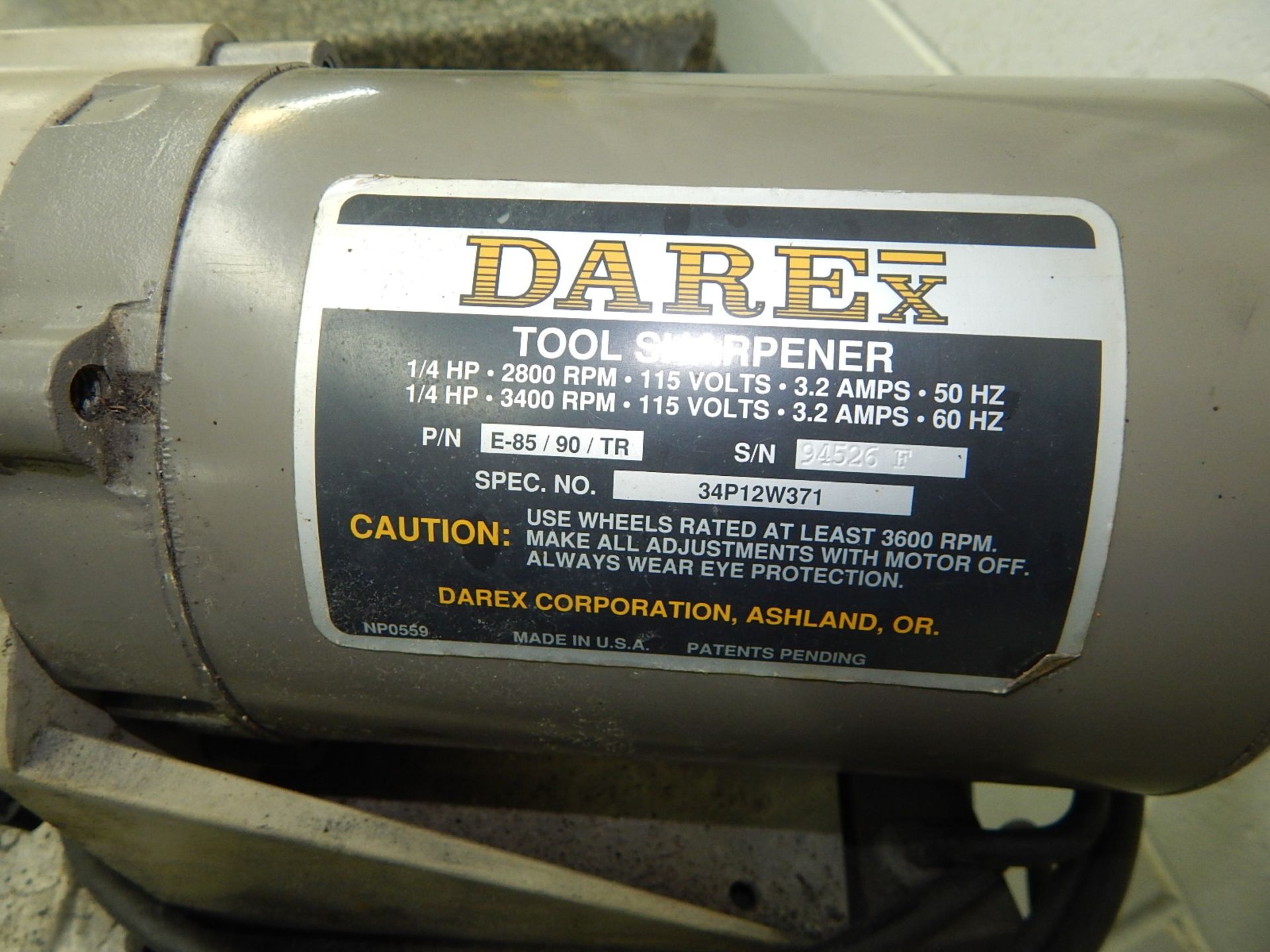 DAREX TOOL SHARPENER GRINDER S/N N/A - Image 4 of 5