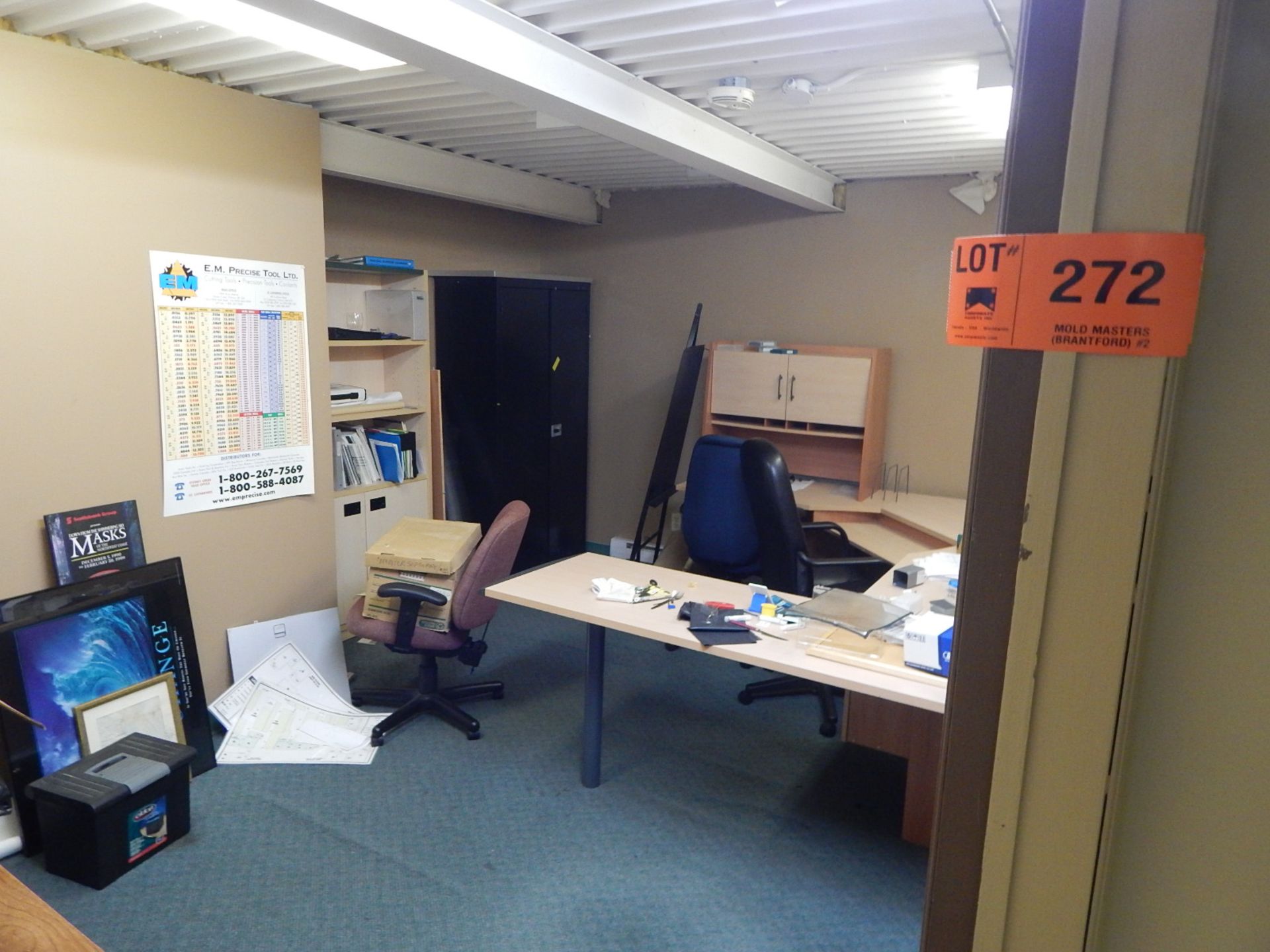 LOT/ CONTENTS OF OFFICE CONSISTING OF TABLES, CHAIRS AND SHELVES - Image 2 of 3