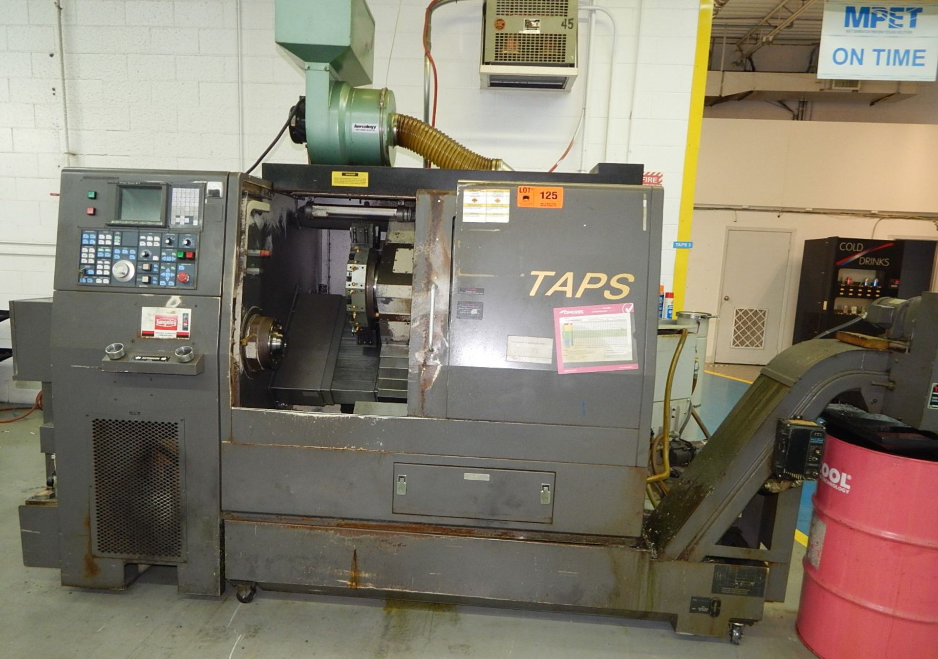 HARDINGE CS-65 CNC LATHE WITH GE FANUC SERIES 18-T CNC CONTROL, COLLET CHUCK, 12 STATION TURRET,