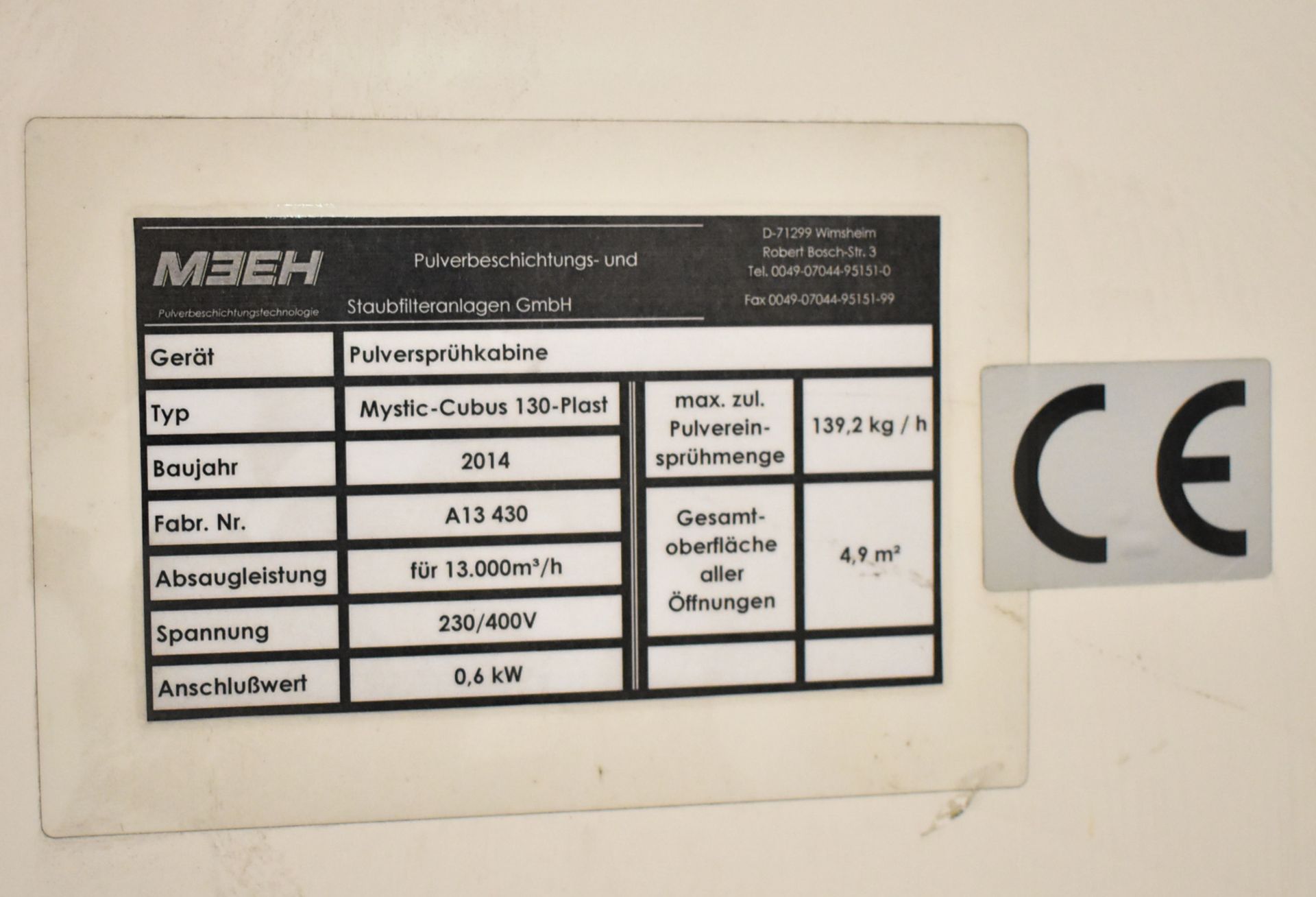 MEEH (2014) JUMBO-COAT FSF 13.000/10.20 DOWNDRAFT FILTER UNIT WITH TOUCH SCREEN PLC CONTROLS, 6,4/ - Image 4 of 4