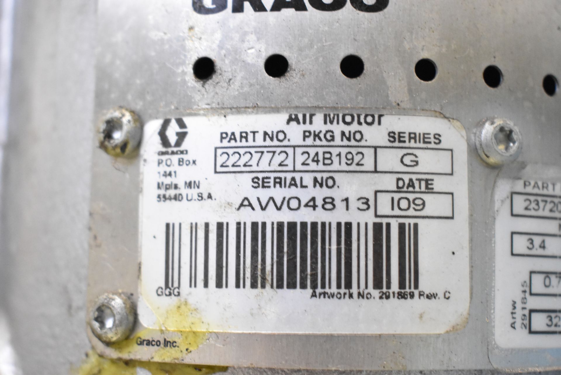 GRACO PRESIDENT AIR POWERED PUMP, S/N M259032 (BAU 9) [RIGGING FEE FOR LOT #86 - € 495 PLUS TAXES] - Image 3 of 3