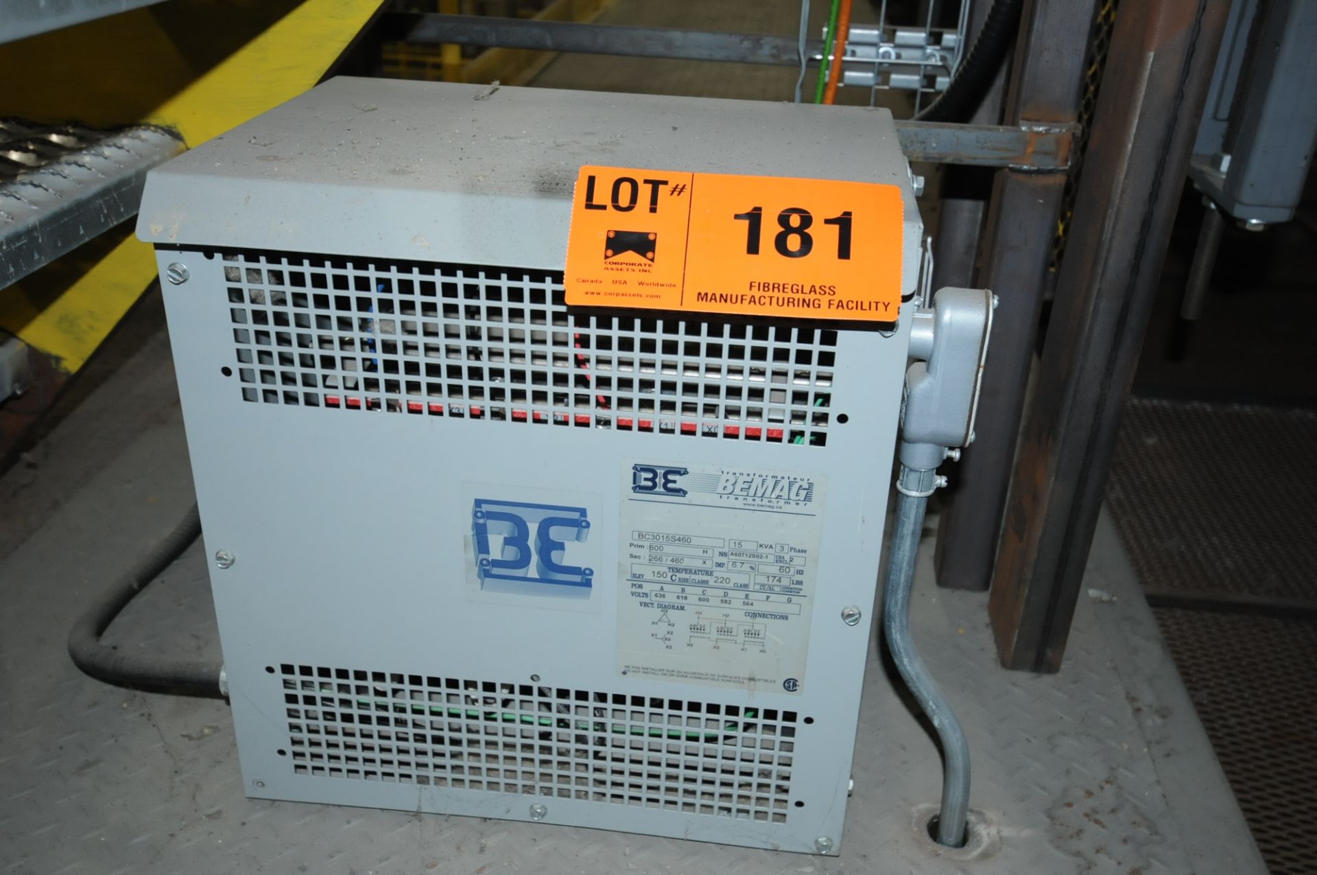 BEMAG 15 KVA 600V 3 PHASE TRANSFORMER (CI)