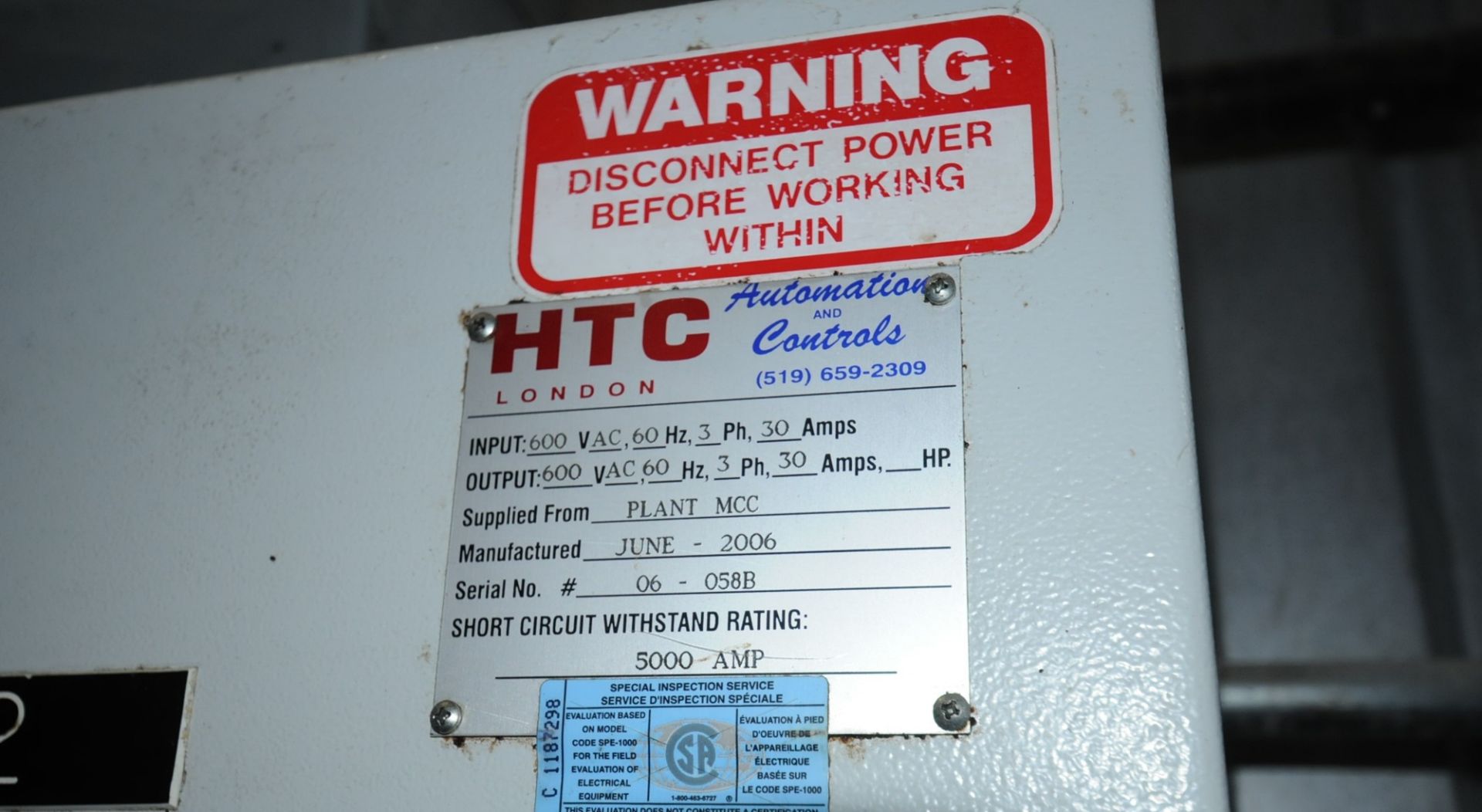 HTC (2006) CONTROL PANEL WITH DIGITAL READ OUTS (CI) - Image 2 of 2