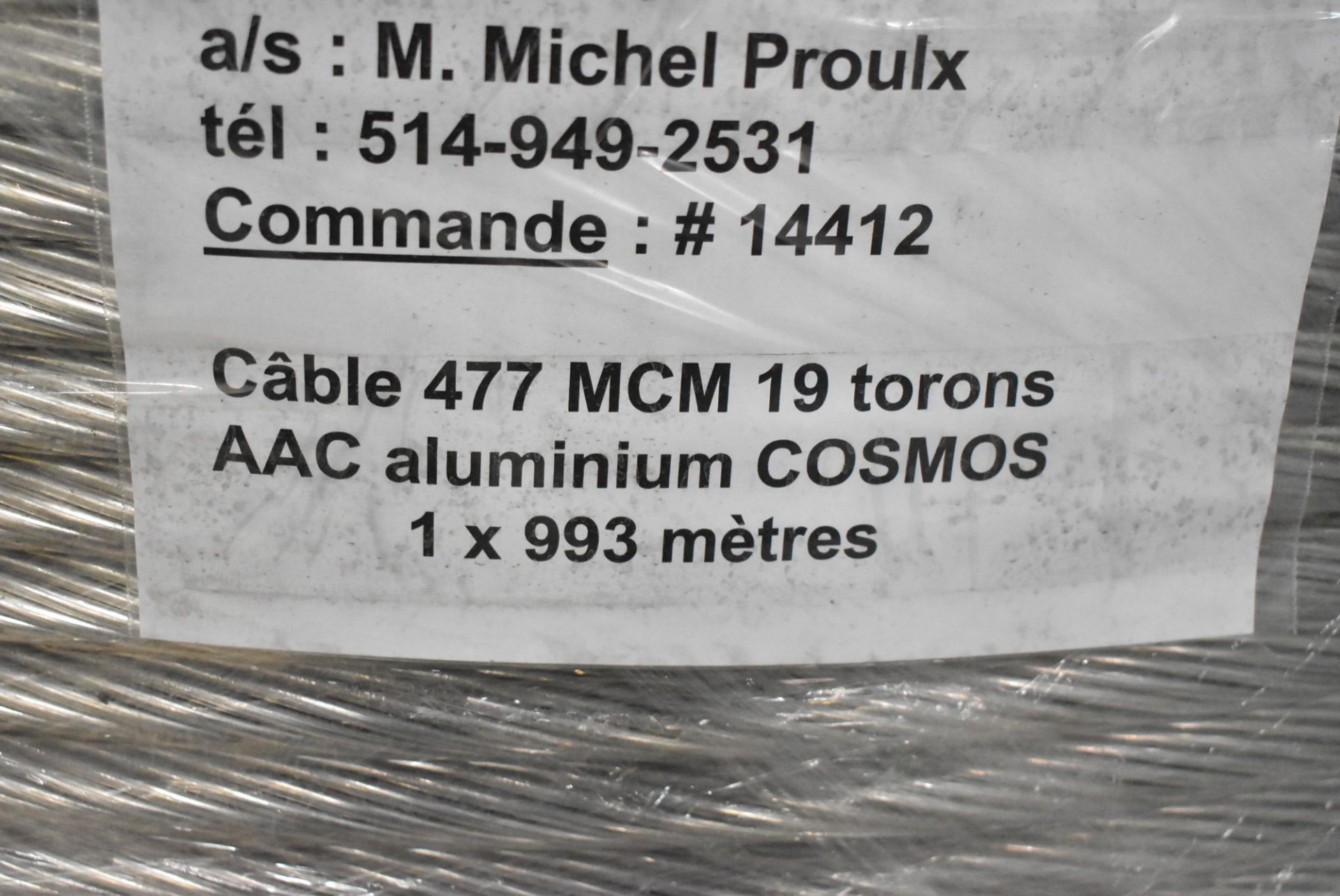 LOT/ SPOOL OF COSMOS 477 MCM 19 STRAND AAC BARE ALUMINUM CONDUCTOR WIRE, APPROX. 3250 FT LENGTH ( - Image 3 of 4