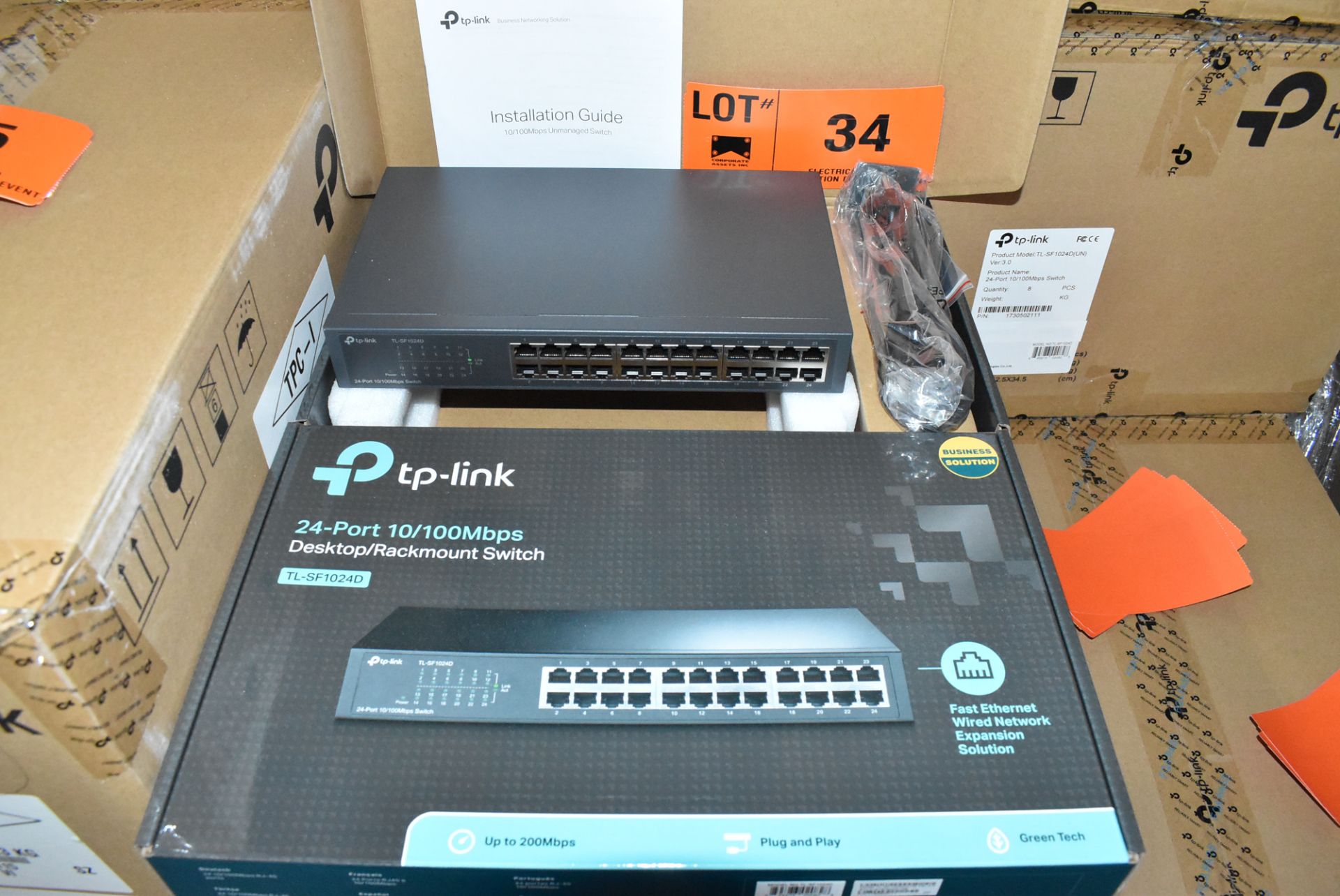 LOT/ (96) TPLINK TL-SF1024D 24PORT 10/100MBPS DESKTOP/RACKMOUNT NETWORK SWITCHES - (12)BX * (8)PCS/