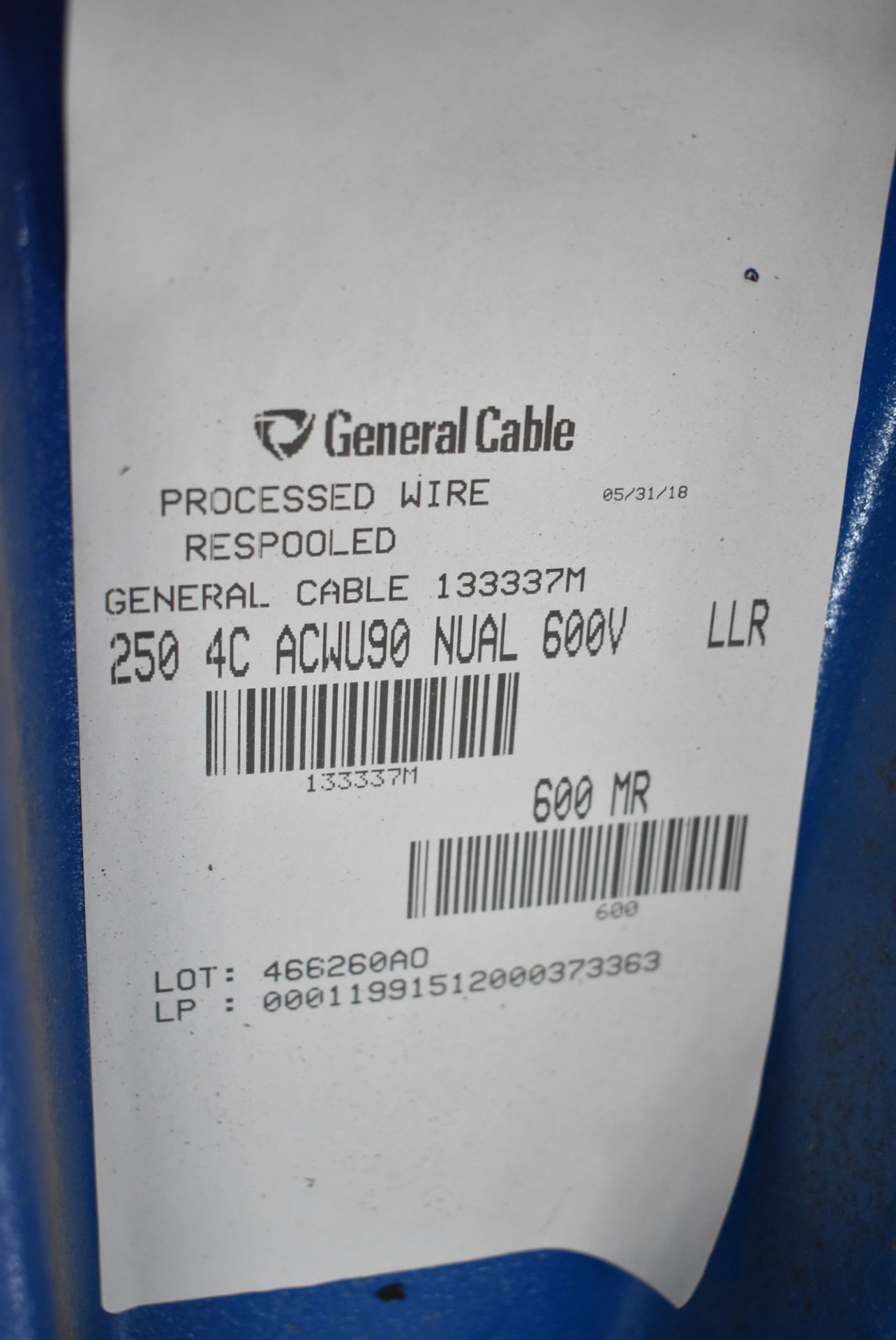 LOT/ SPOOL OF WESTBURNE GENERAL CABLE 250 4C ACWU90 NU AL 600V LLR (4) ALUMINUM CONDUCTOR METAL CLAD - Image 2 of 5