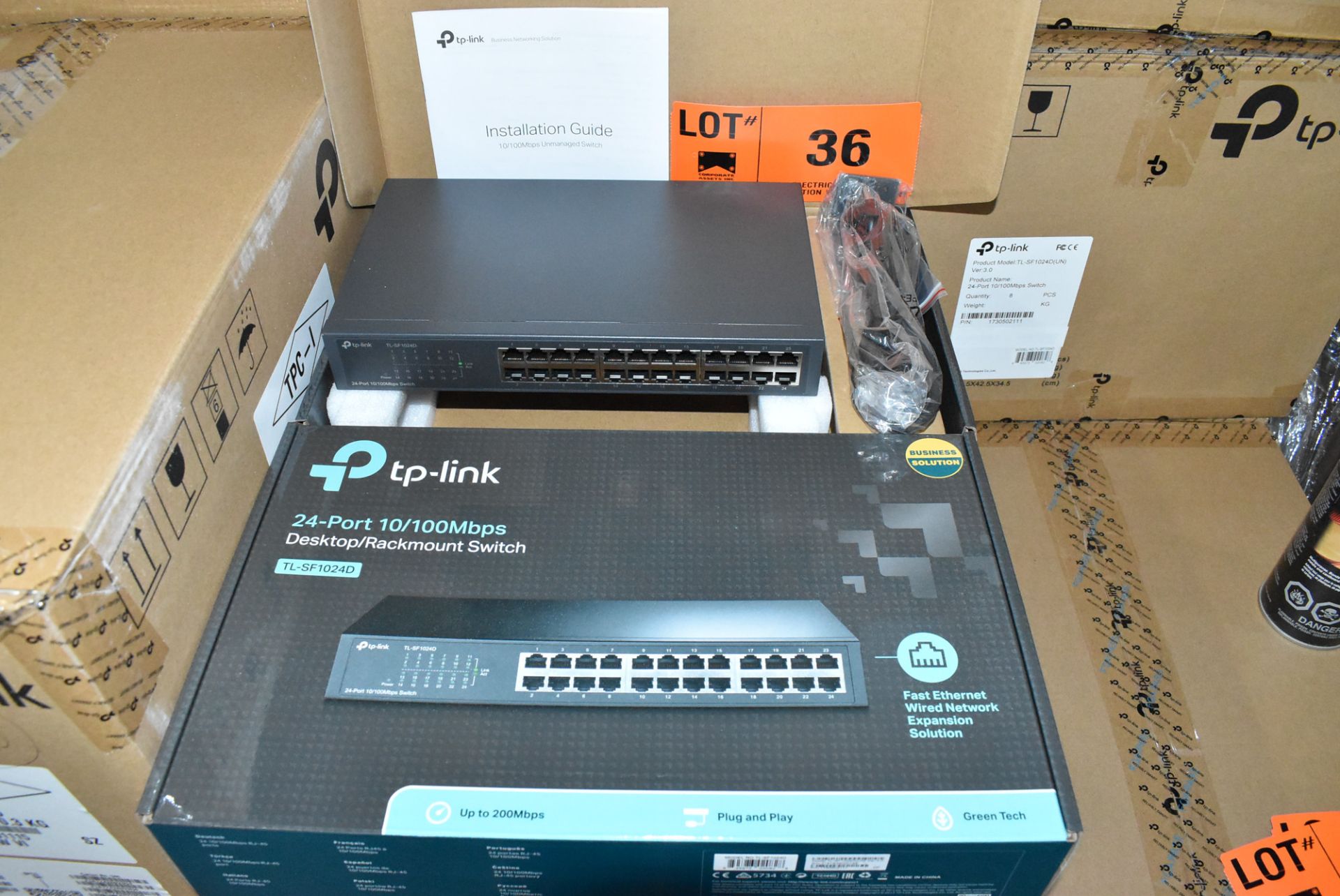 LOT/ (96) TPLINK TL-SF1024D 24PORT 10/100MBPS DESKTOP/RACKMOUNT NETWORK SWITCHES - (12)BX * (8)PCS/