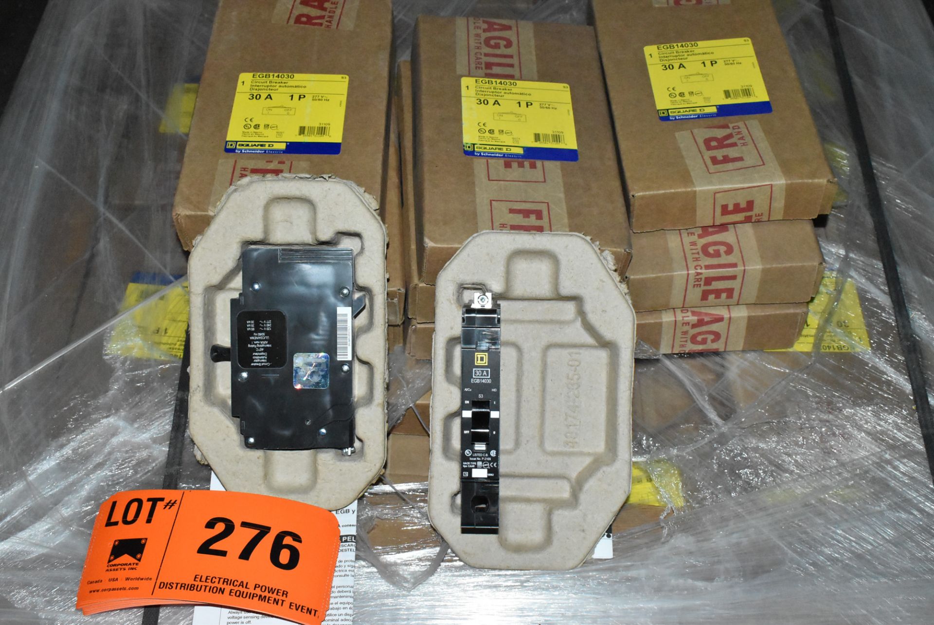 LOT/ (100) SQUARE D EGB 14030 30AMP/277V/1P/50-60HZ SINGLE POLE CIRCUIT BREAKERS (LOCATED AT 111