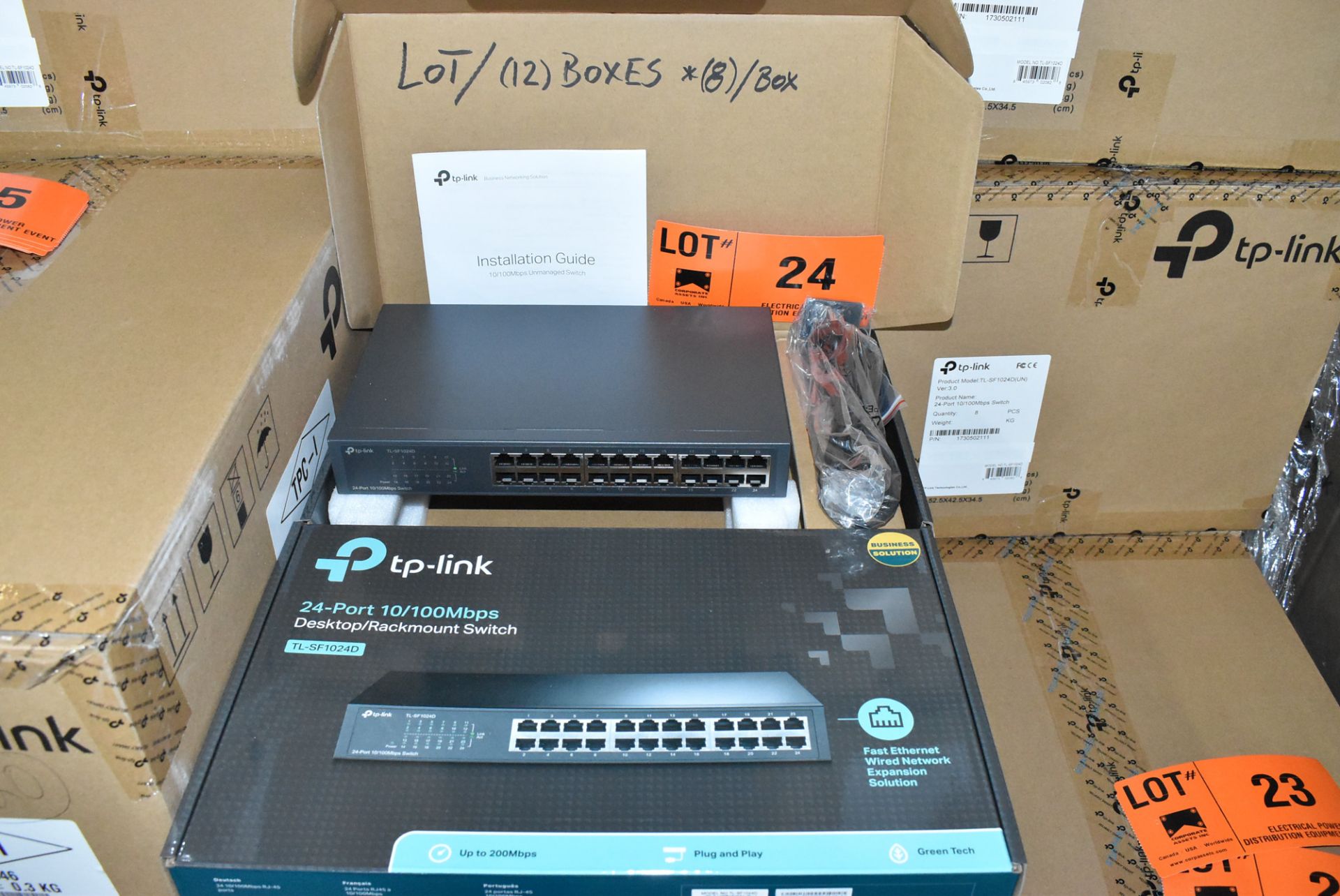 LOT/ (96) TPLINK TL-SF1024D 24PORT 10/100MBPS DESKTOP/RACKMOUNT NETWORK SWITCHES - (12)BX * (8)PCS/