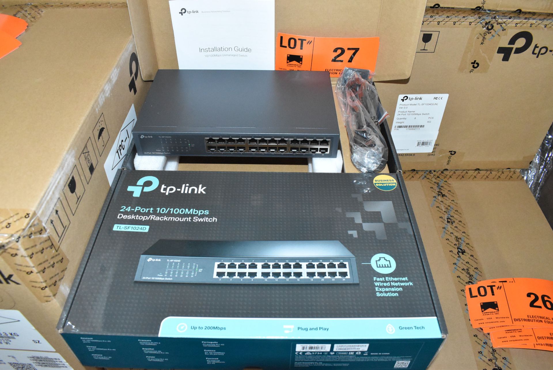 LOT/ (96) TPLINK TL-SF1024D 24PORT 10/100MBPS DESKTOP/RACKMOUNT NETWORK SWITCHES - (12)BX * (8)PCS/