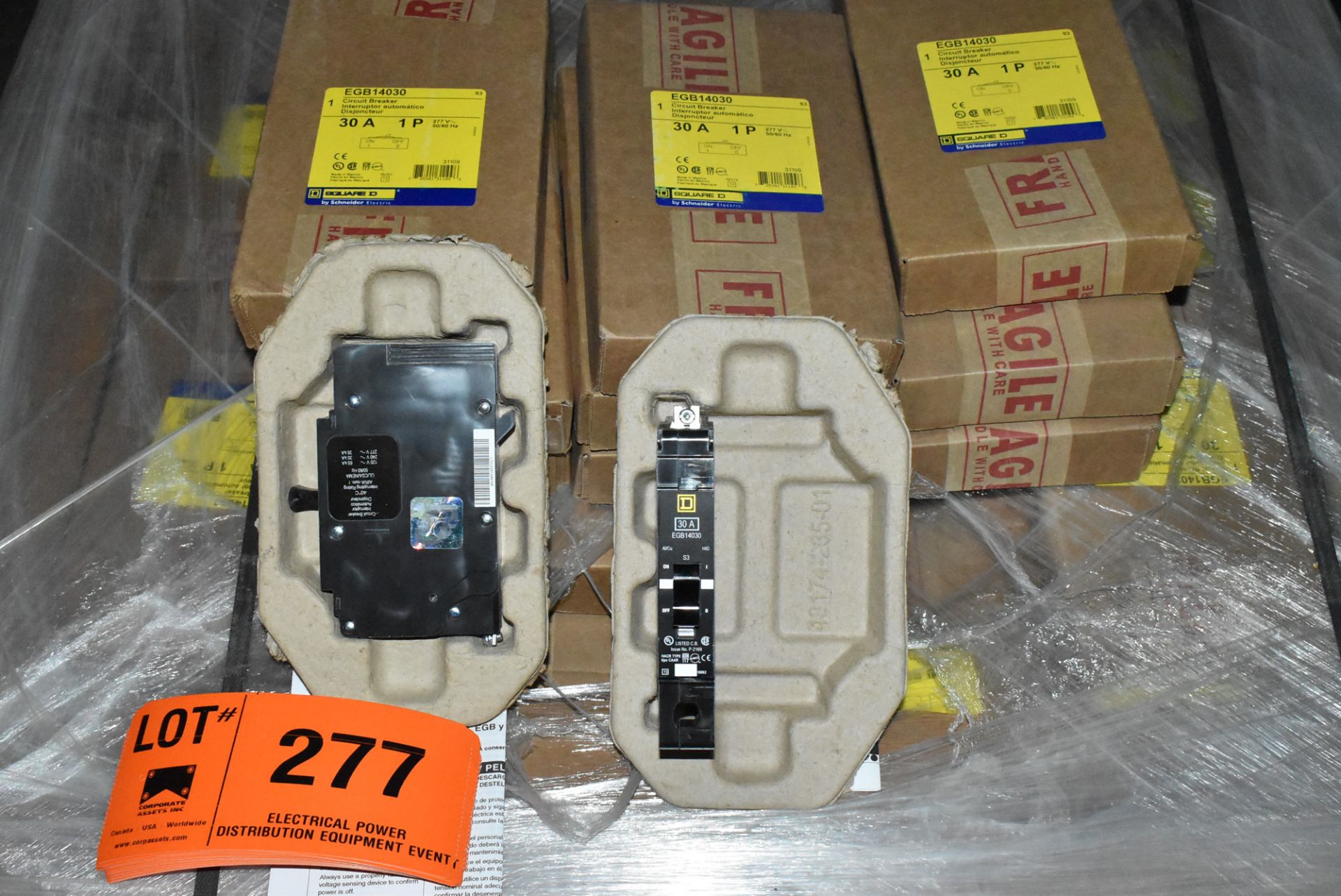 LOT/ (100) SQUARE D EGB 14030 30AMP/277V/1P/50-60HZ SINGLE POLE CIRCUIT BREAKERS (LOCATED AT 111