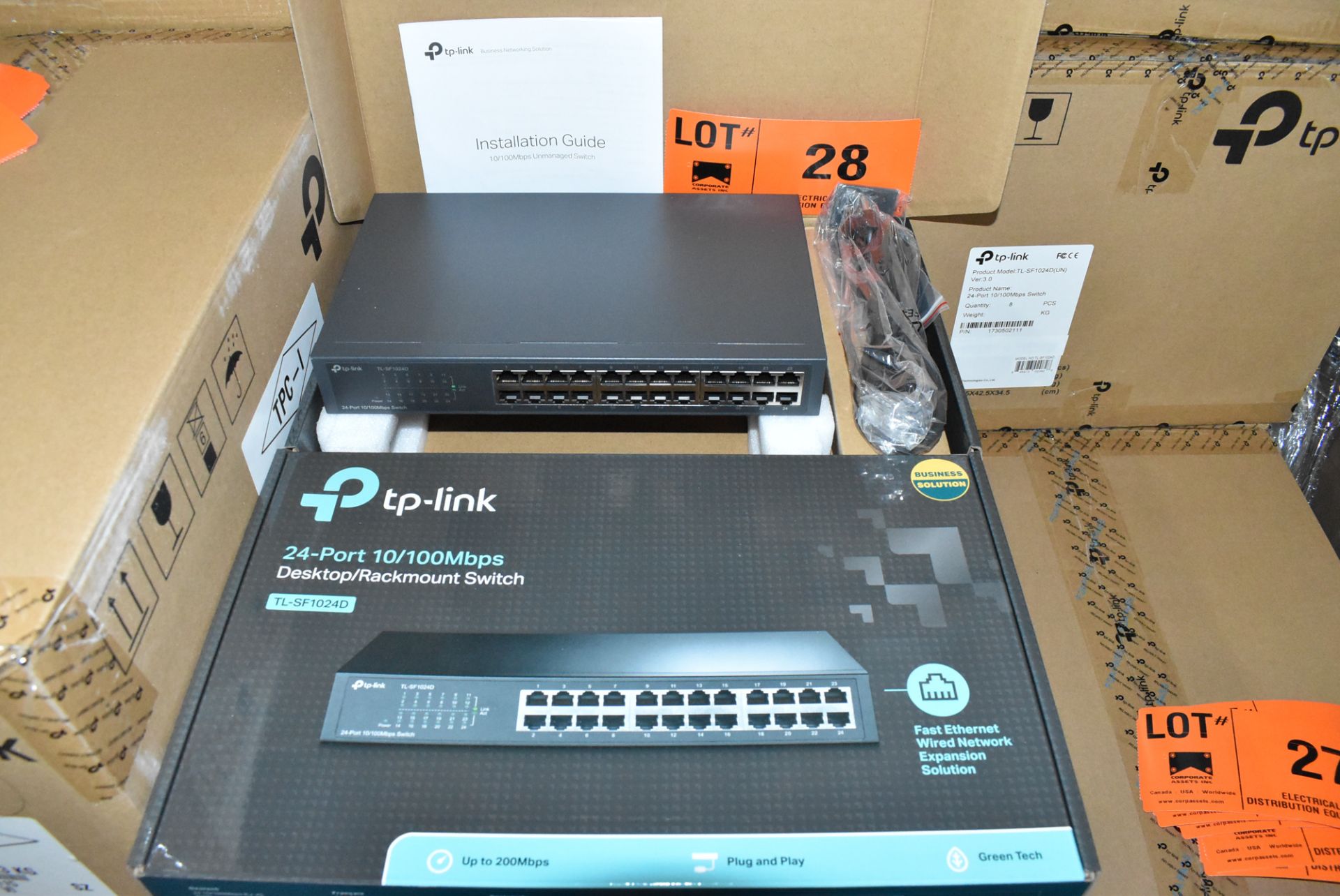 LOT/ (96) TPLINK TL-SF1024D 24PORT 10/100MBPS DESKTOP/RACKMOUNT NETWORK SWITCHES - (12)BX * (8)PCS/