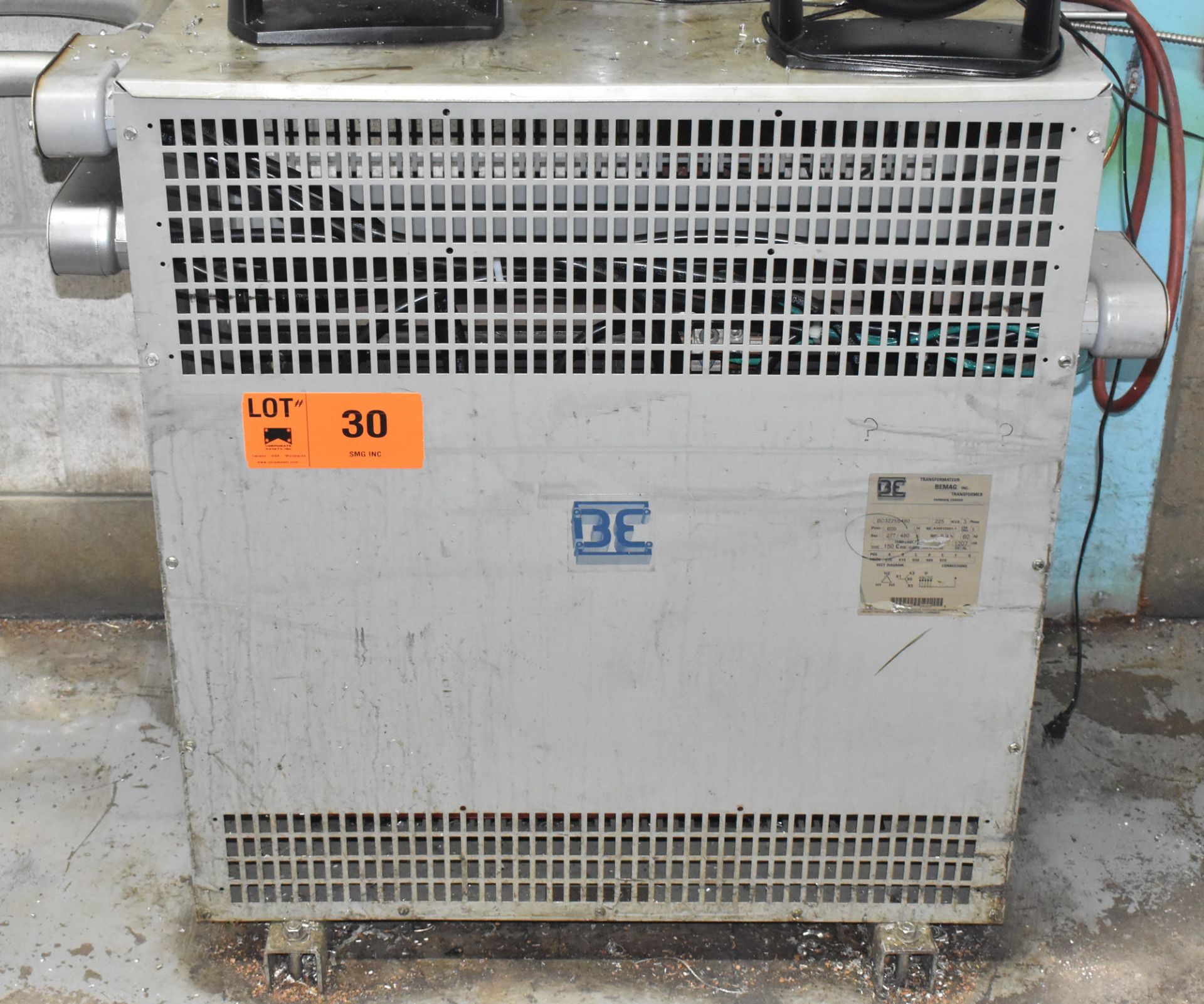 BEMAG 225KVA, 600V-277/480V, 3PH, 50-60HZ TRANSFORMER, S/N A30512S01-1