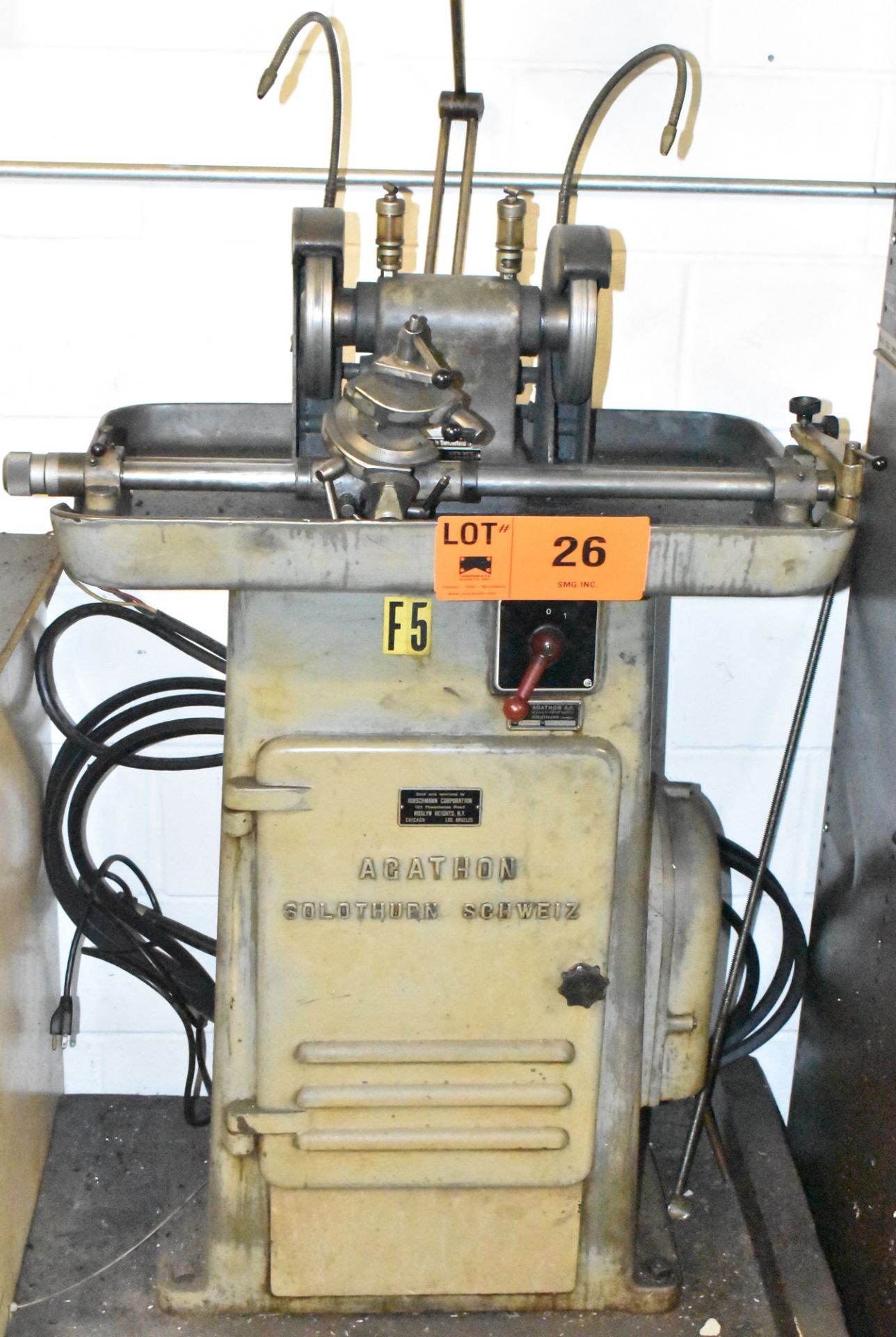 AGATHON 150-A DOUBLE END PEDESTAL TOOL AND CUTTER GRINDER, S/N 1063-3712 [RIGGING FEE FOR LOT