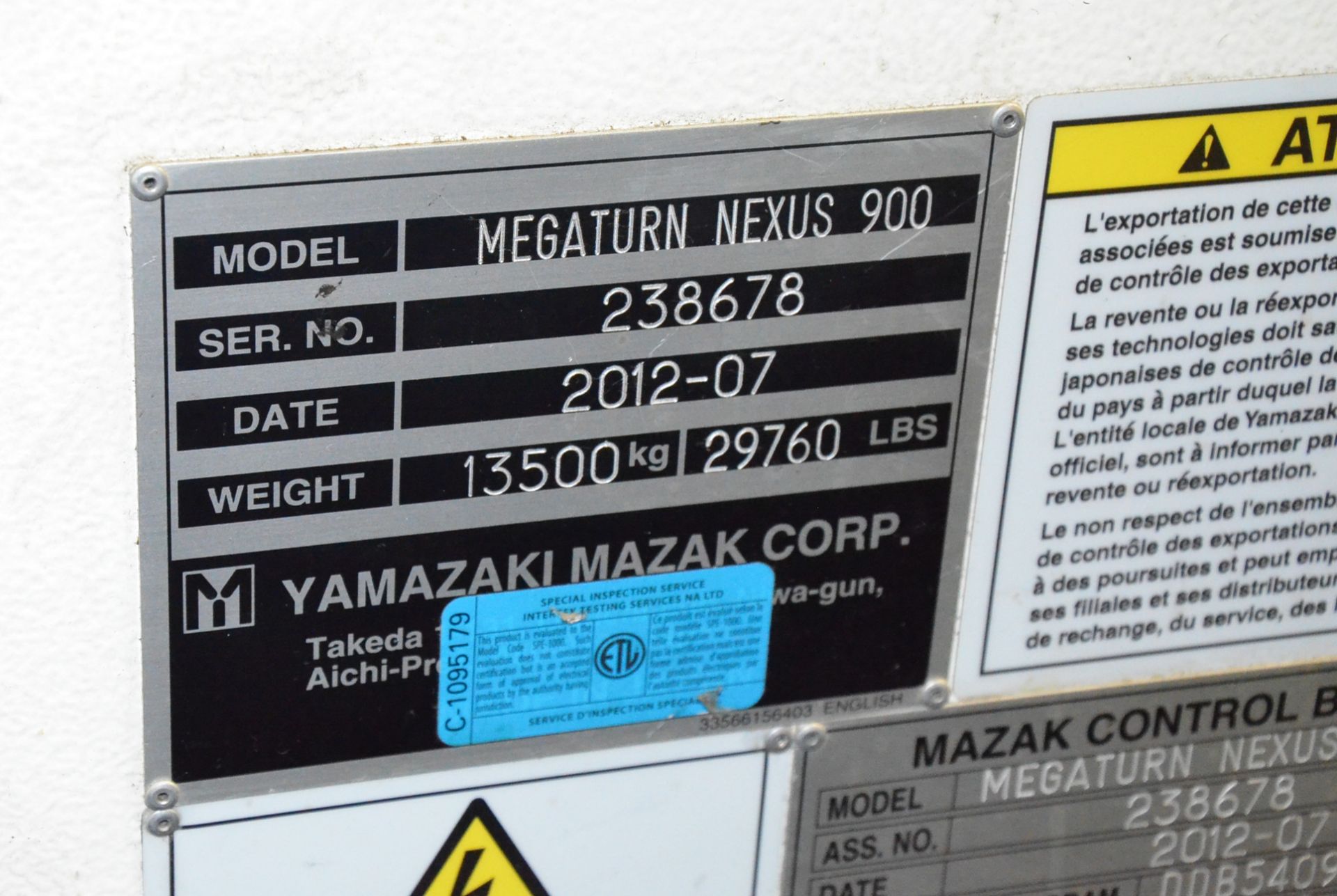 MAZAK (07-2012) MEGATURN NEXUS900 CNC VERTICAL TURNING AND LIVE MILLING CENTER WITH MAZATROL - Image 18 of 27